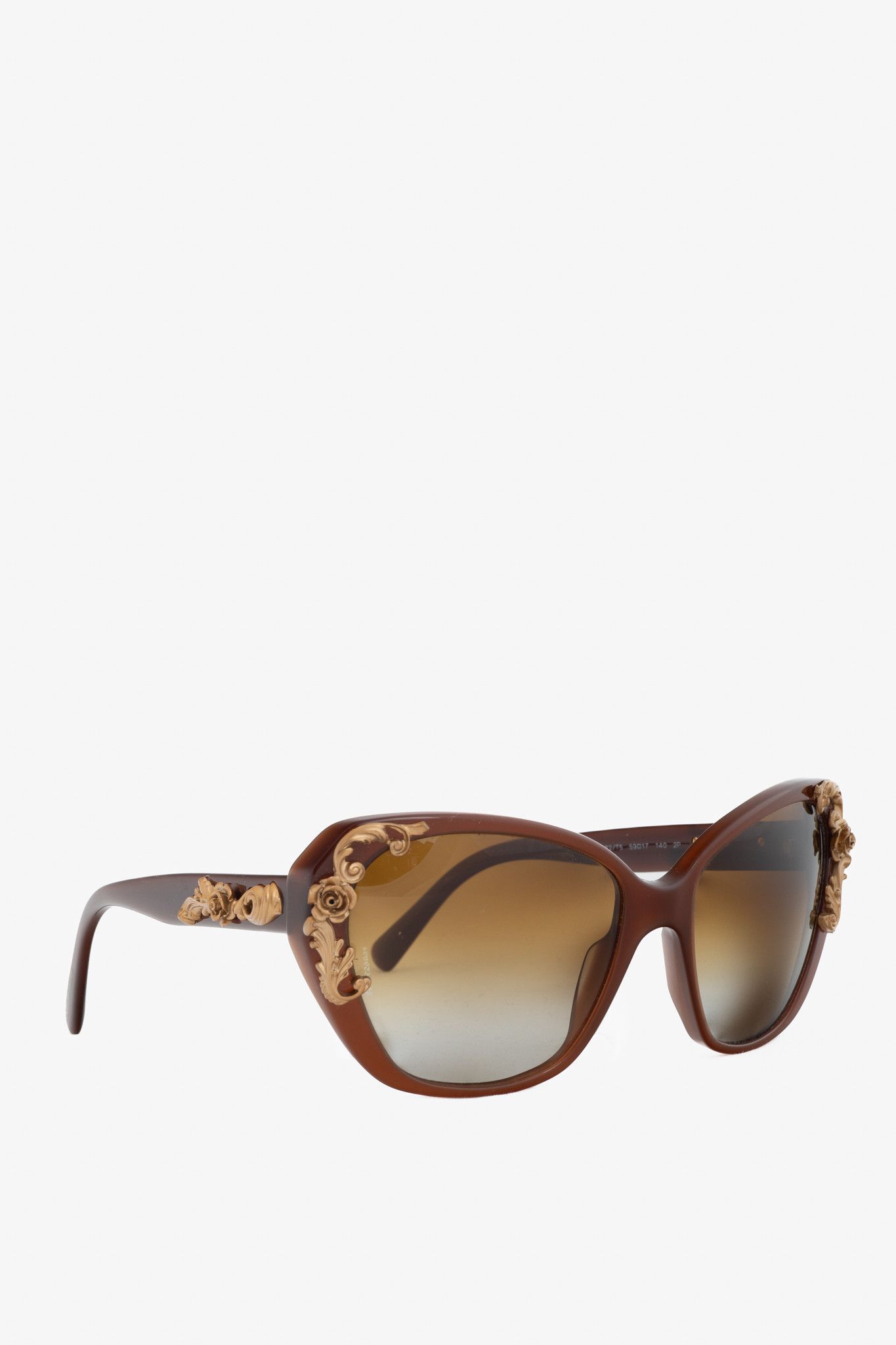 Dolce & Gabbana Dolce & Gabbana Sicilian Baroque Brown Cat-Eye Sunglasses Size ONE SIZE - 1 Thumbnail