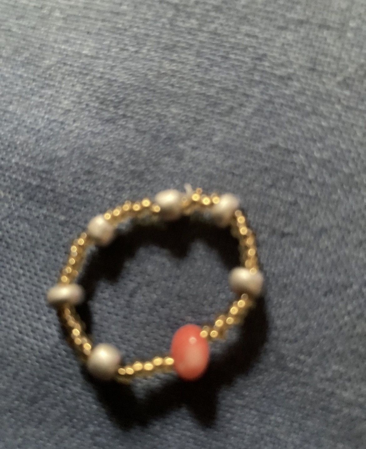 Other Pink coral featured beaded ring Size ONE SIZE - 2 Thumbnail
