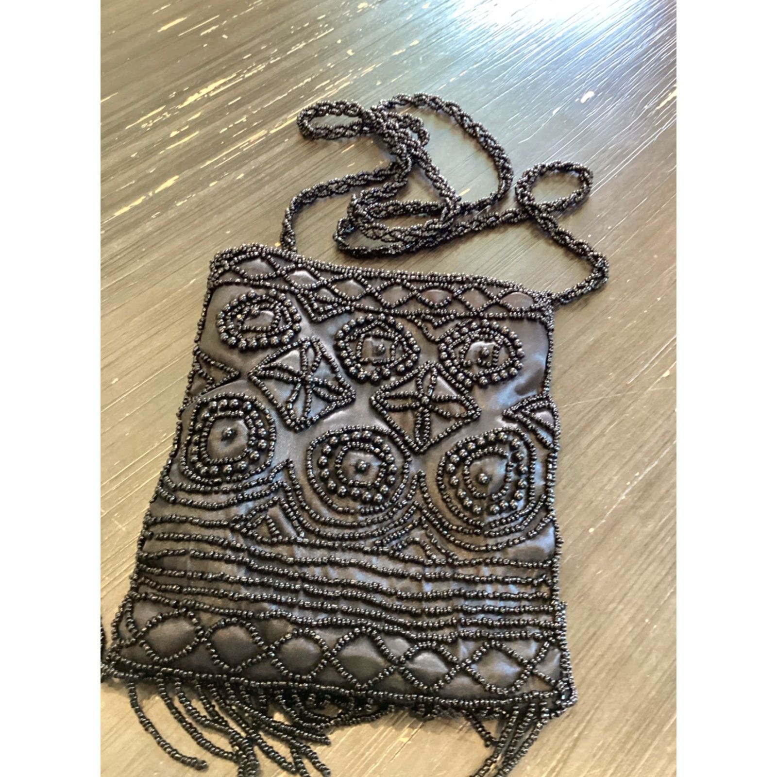 Vintage VINTAGE Beaded Crossbody Bag Shoulder Bag Women Small Black Beaded Accents 5.5-8.5” x .5-2” Bohemian Hipster Wedding Party Travel Workwear Charm Size ONE SIZE - 3 Thumbnail
