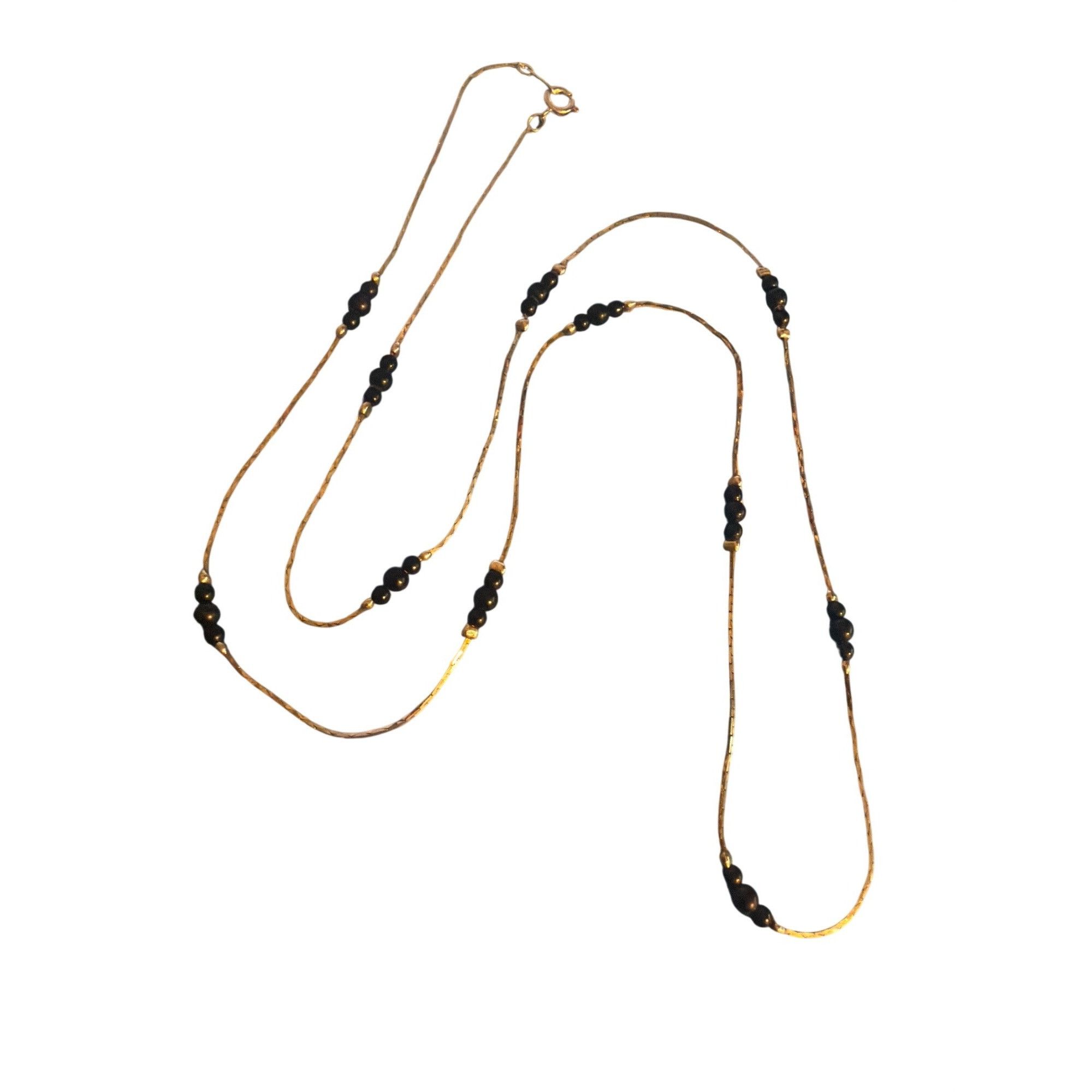 Other Vintage Silver Tone Necklace Black Bead Stations Dainty Chai Size ONE SIZE - 1 Thumbnail