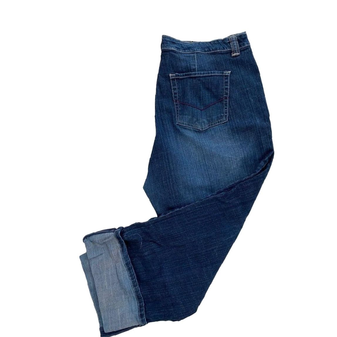 Vintage Bandolino Blu Jeans 18W Cropped Cuffed Denim Med Wash Blue Womens Size 40" / US 18 - 2 Thumbnail