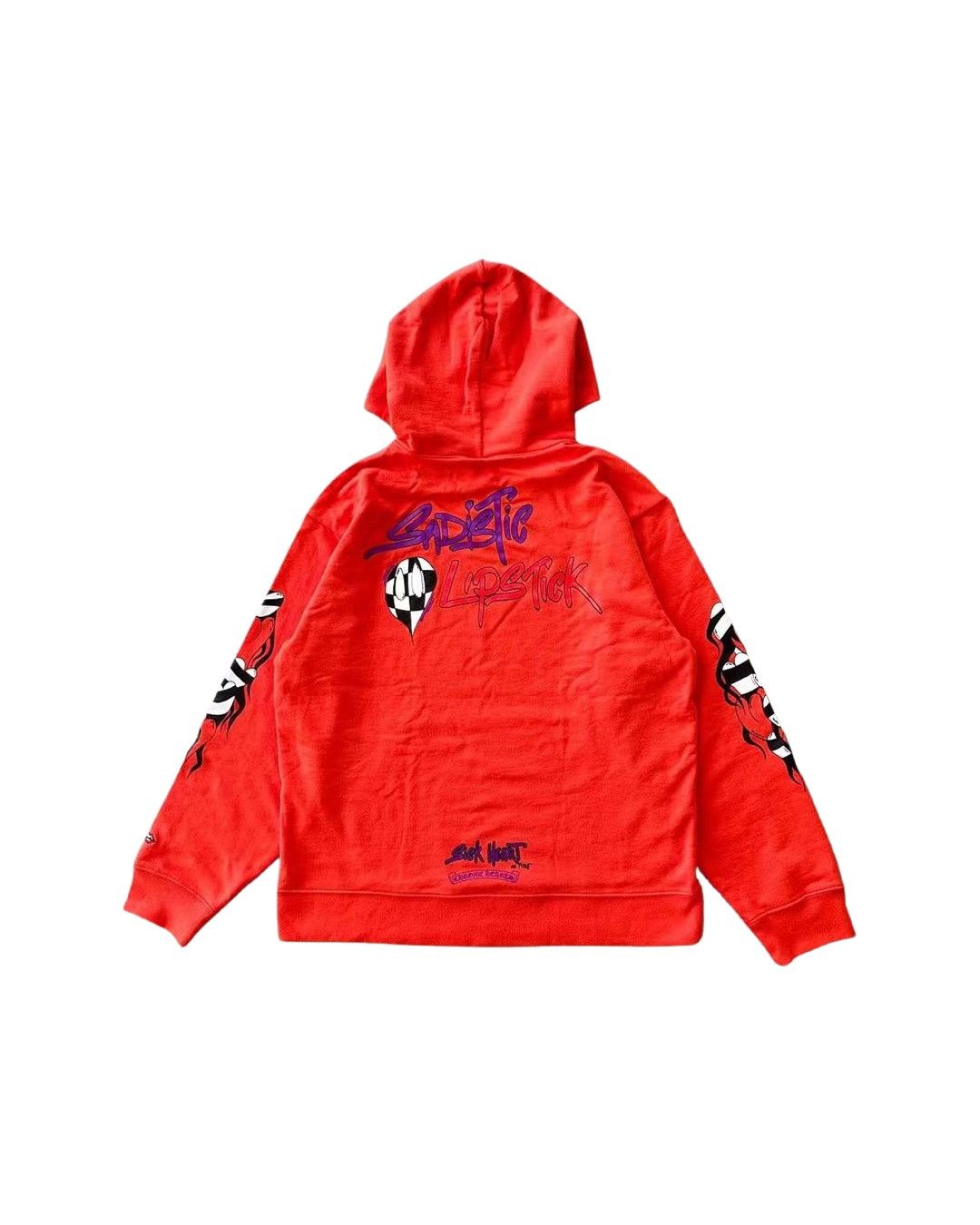 image of Chrome Hearts Matty Boy Sadistic Lipstick Sick Heart Hoodie in Red, Men's (Size Small)