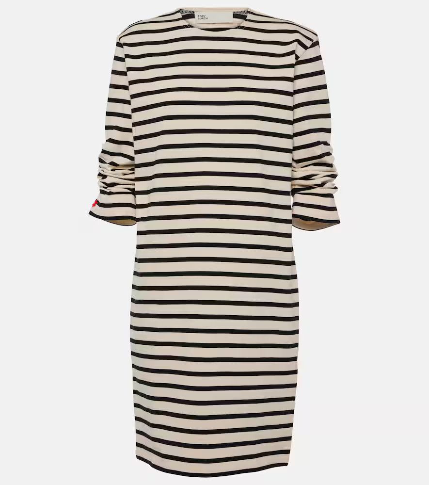 Tory Burch o1s22i1n1024 Striped Cotton Dress in Black & Ivory Size S / US 4 / IT 40 - 1 Thumbnail