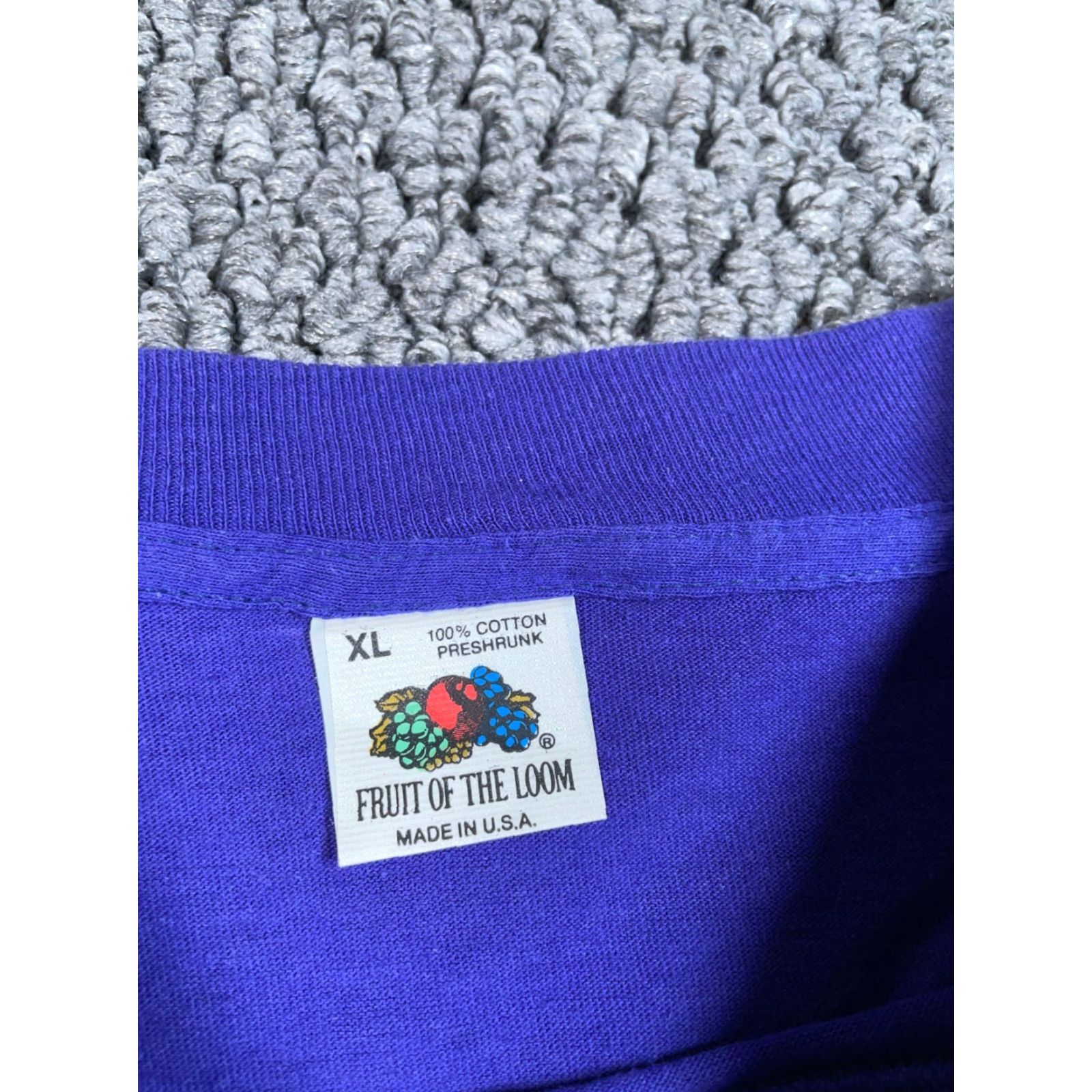 Fruit Of The Loom VINTAGE Fruit of the Loom T-Shirt Mens XL Purple Blue 80s Pocket Crew Neck Short Sleeve Cotton Made in USA Size US L / EU 52-54 / 3 - 3 Thumbnail