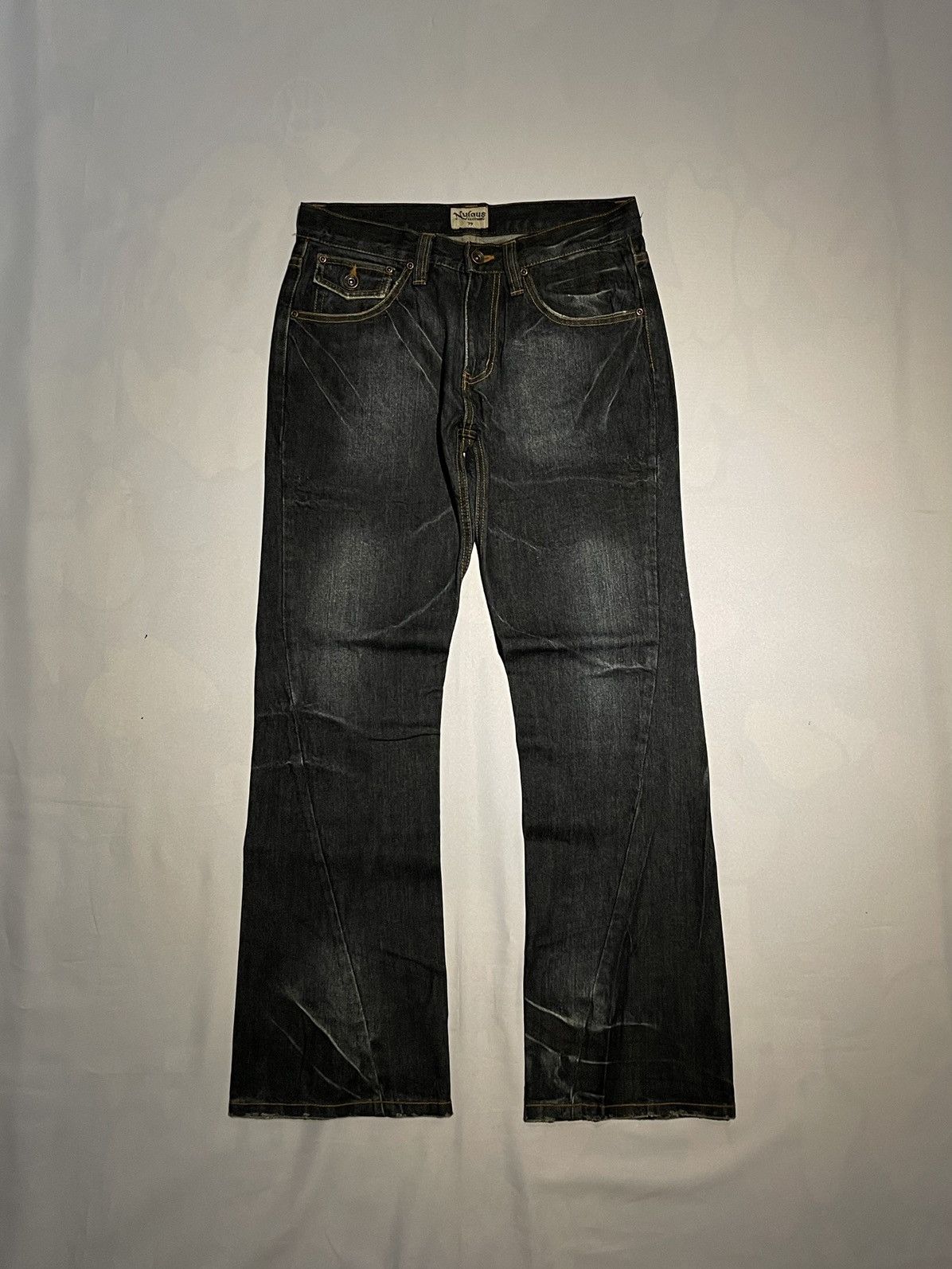 Japanese Brand × Vintage Vintage Nylaus Distressed Denim Lightning Flare Jeans Size US 30 / EU 46 - 2 Thumbnail