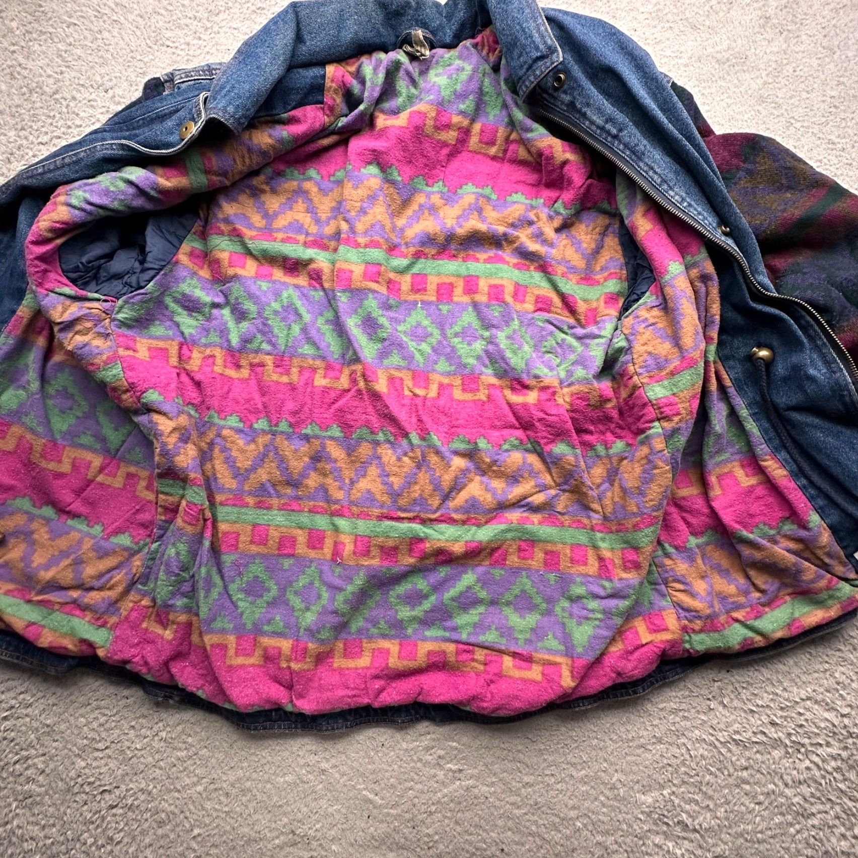 Denime VINTAGE Outbrook Denim Southwestern Aztec Lined Chore Coat Jacket Women Large Size L / US 10 / IT 46 - 7 Thumbnail