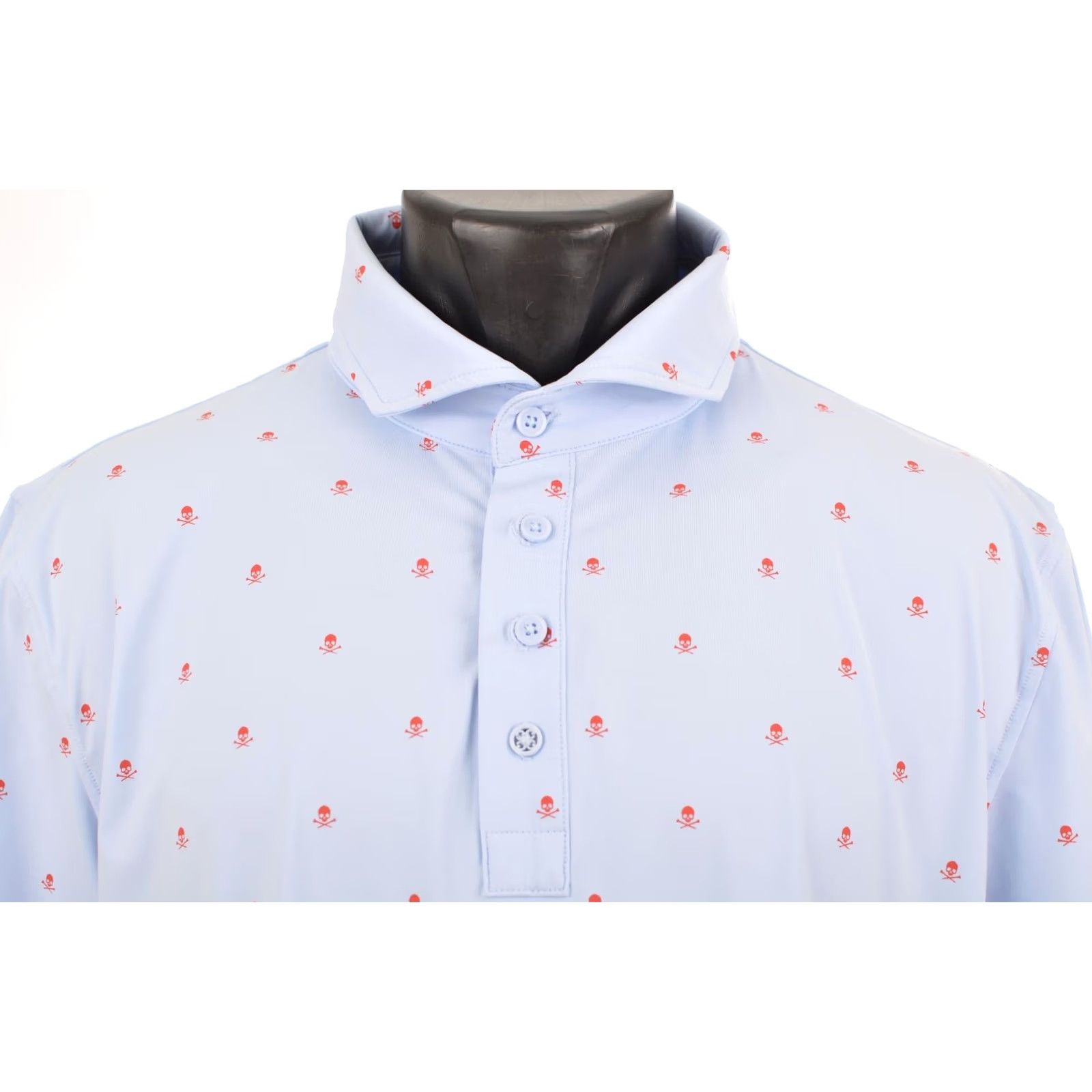 Vintage G-Fore G4 Men's Skull Short Sleeve Polo Shirt SKY G4MS23K361A, Size L, Blue, Nylon Elastane, Polo, Men Size US L / EU 52-54 / 3 - 2 Thumbnail