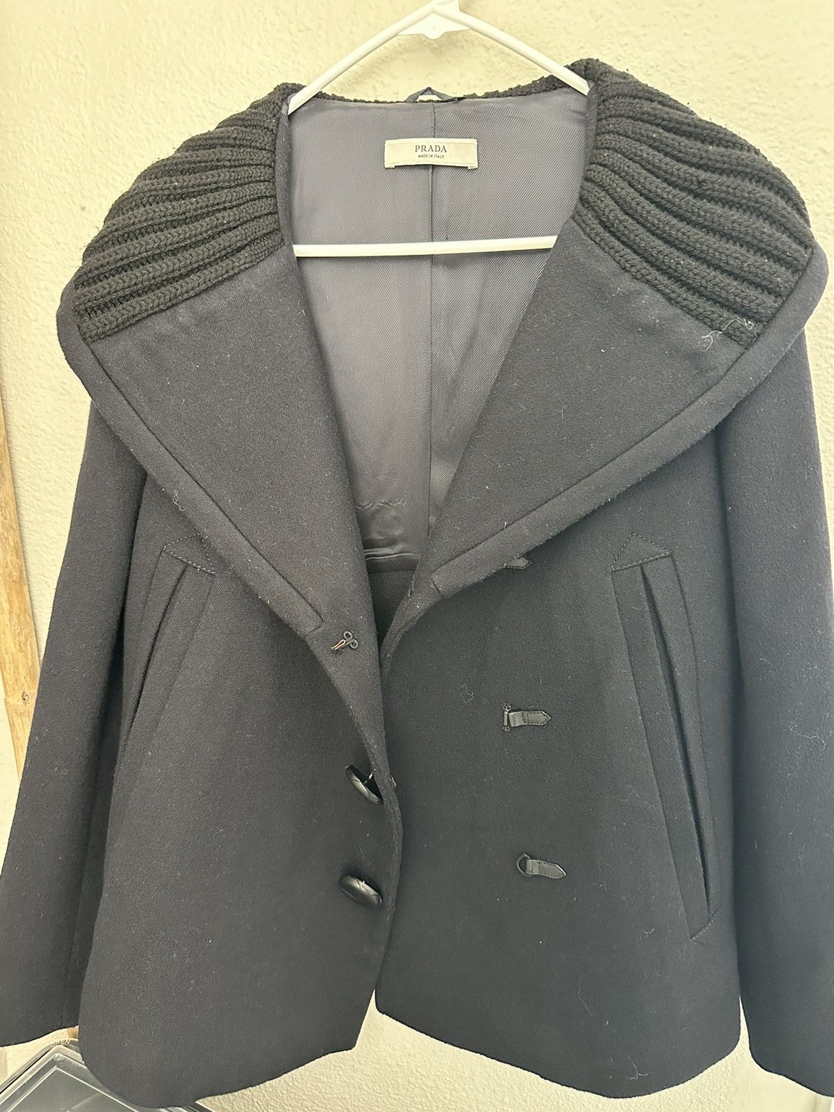 image of Prada Wool Coat in Navy, Women's (Size XS)