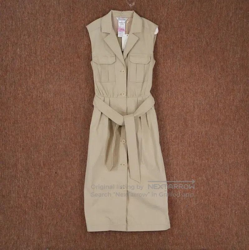 MaxMara Khaki Sleeveless Long Dress for Women .