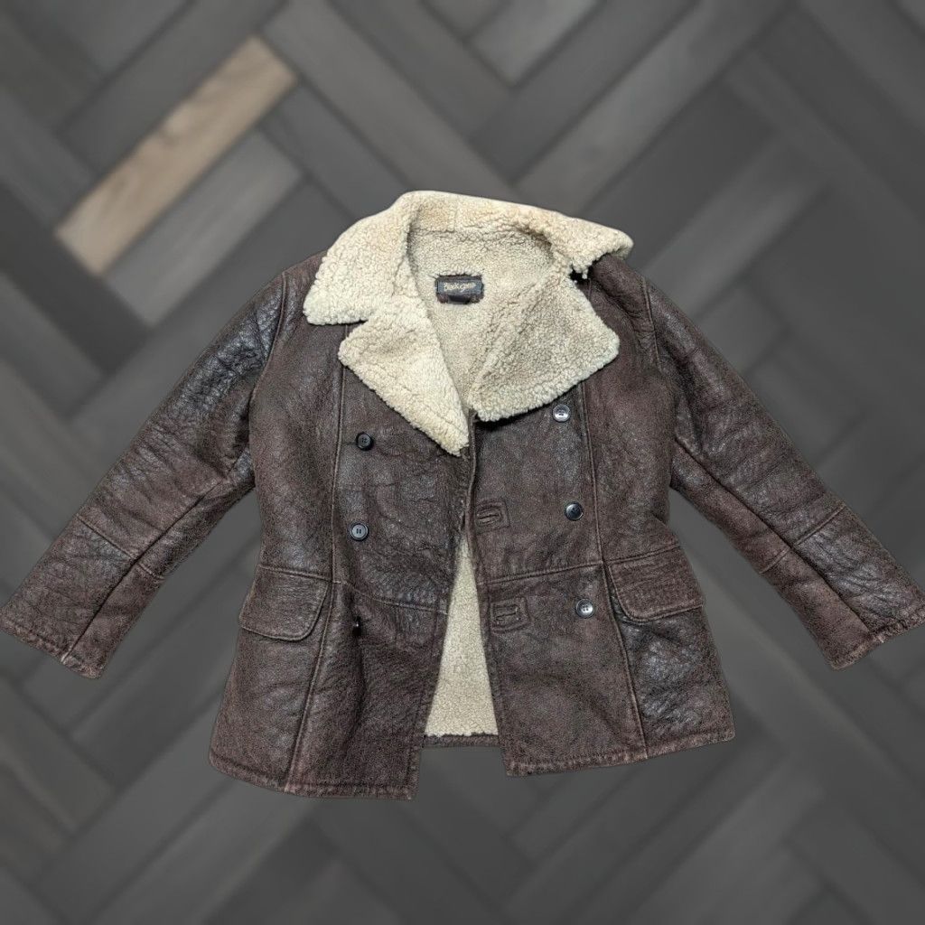 Doublet VINTAGE Black Gama SHEEPSKIN Leather Coat SHERPA PILE lined Patina coat S Brown Men Regular XS Coat Size US S / EU 44-46 / 1 - 1 Thumbnail