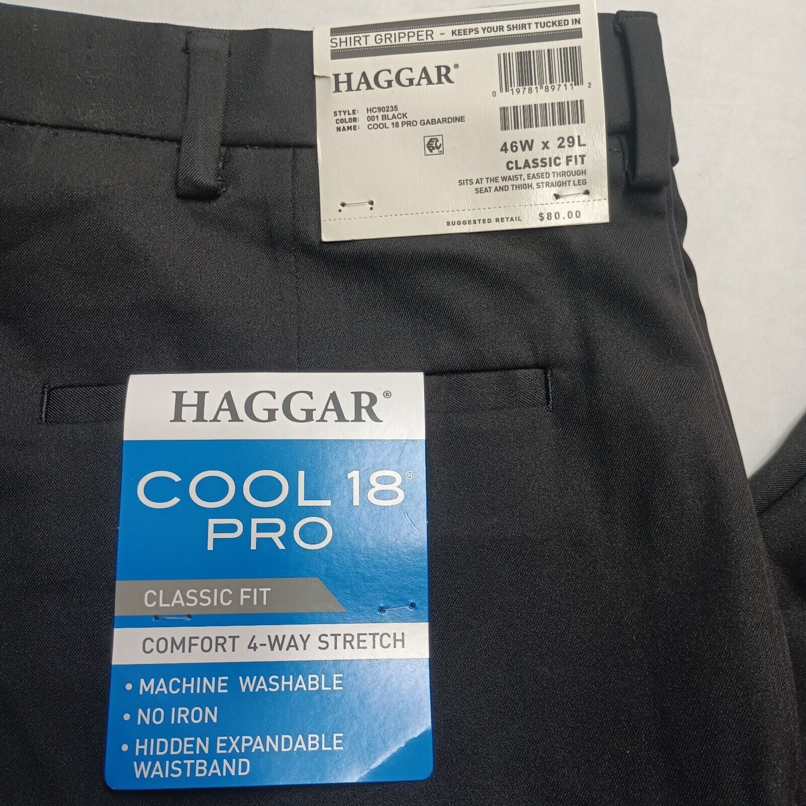 Haggar Haggar Cool 18 Pro Classic Fit Pants Men's 46x29 Black Size US 44 / EU 60 - 2 Thumbnail