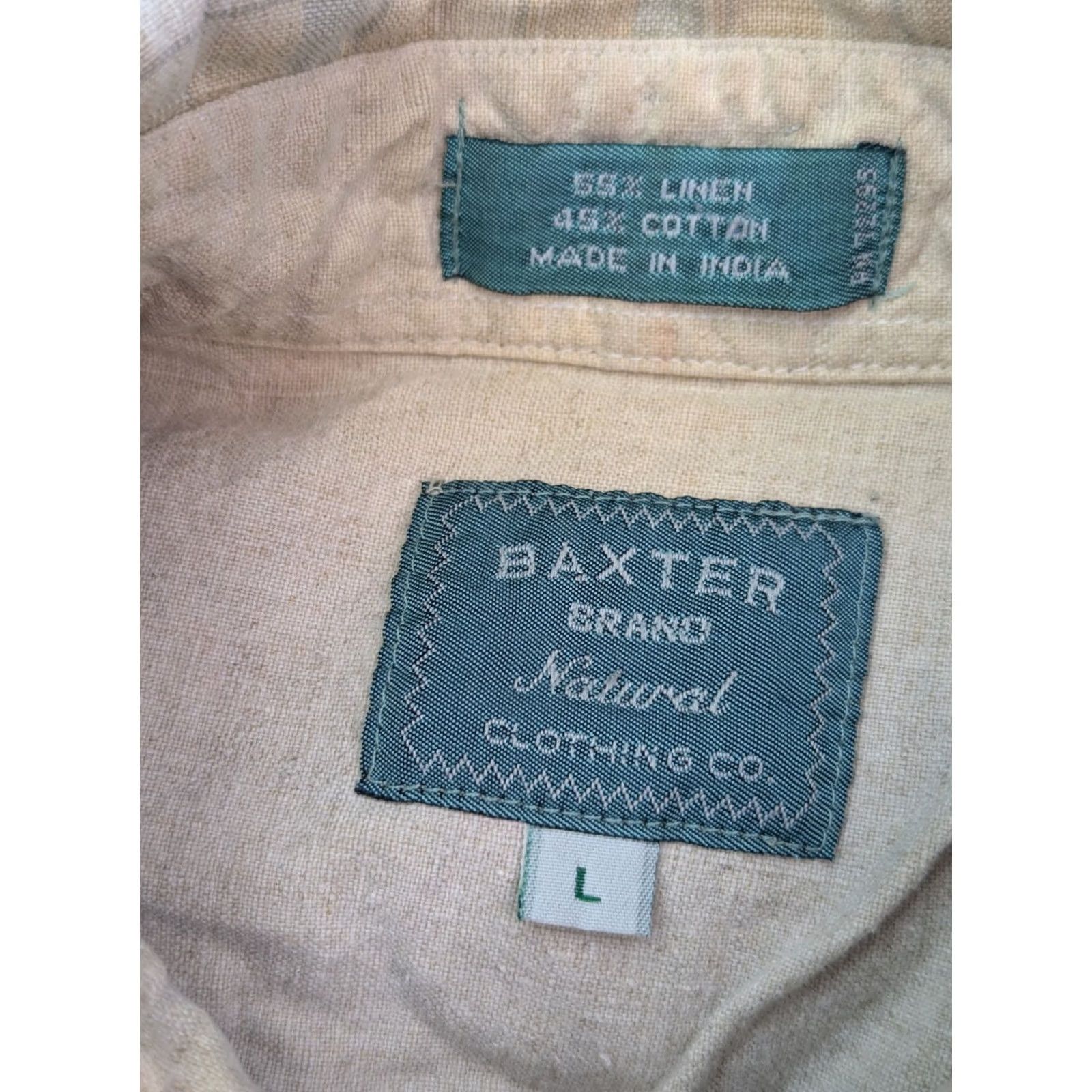 Vintage Baxter Shirt Men L Plaid Brown Tan Cotton Linen Button-Down Long Sleeve casual Vintage: No Size US L / EU 52-54 / 3 - 7 Thumbnail