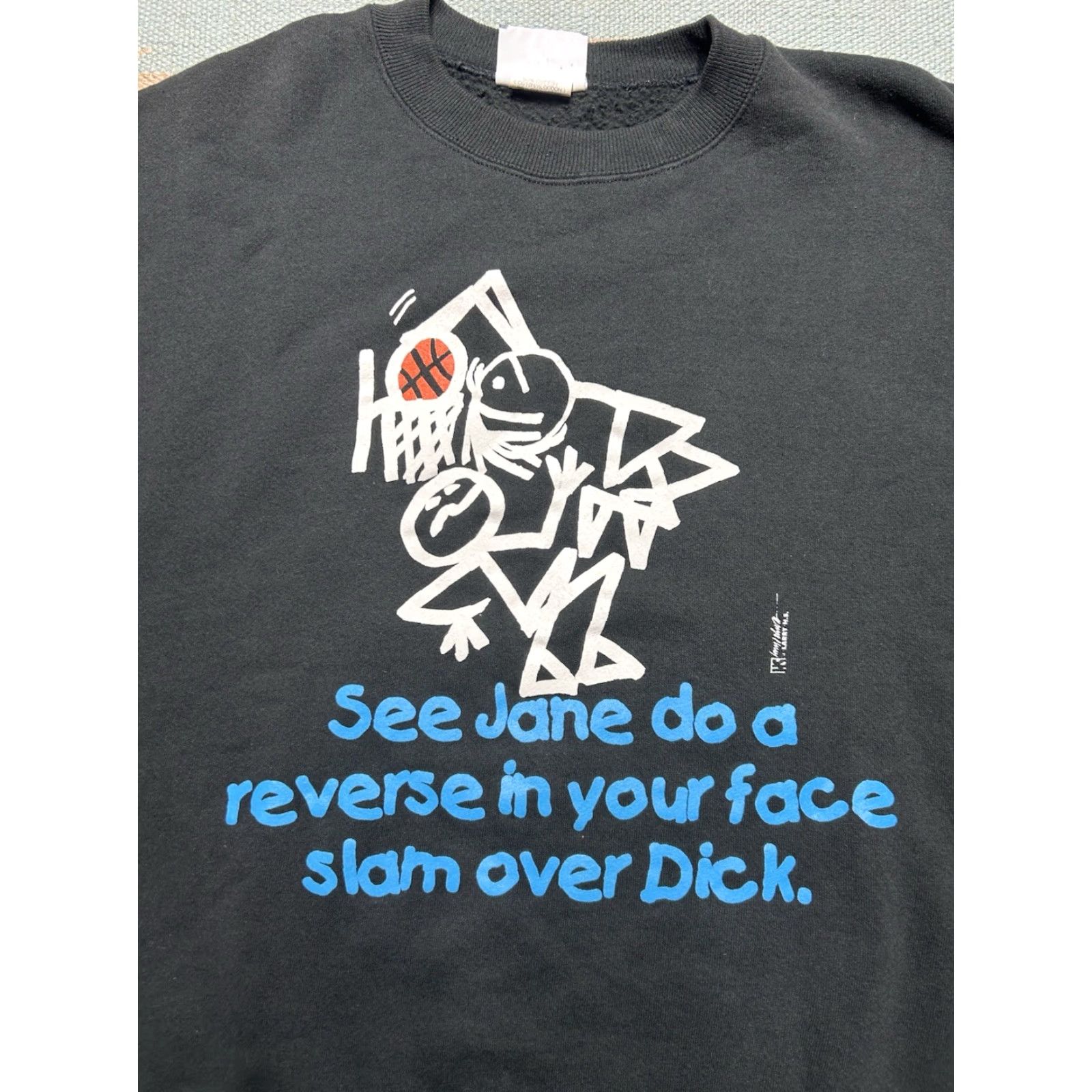 Vintage VINTAGE 90s Sweatshirt See Jane Slam Dunk Over Dick Basketball XL Men Black Pullover Crewneck - 90s Size US XL / EU 56 / 4 - 2 Thumbnail