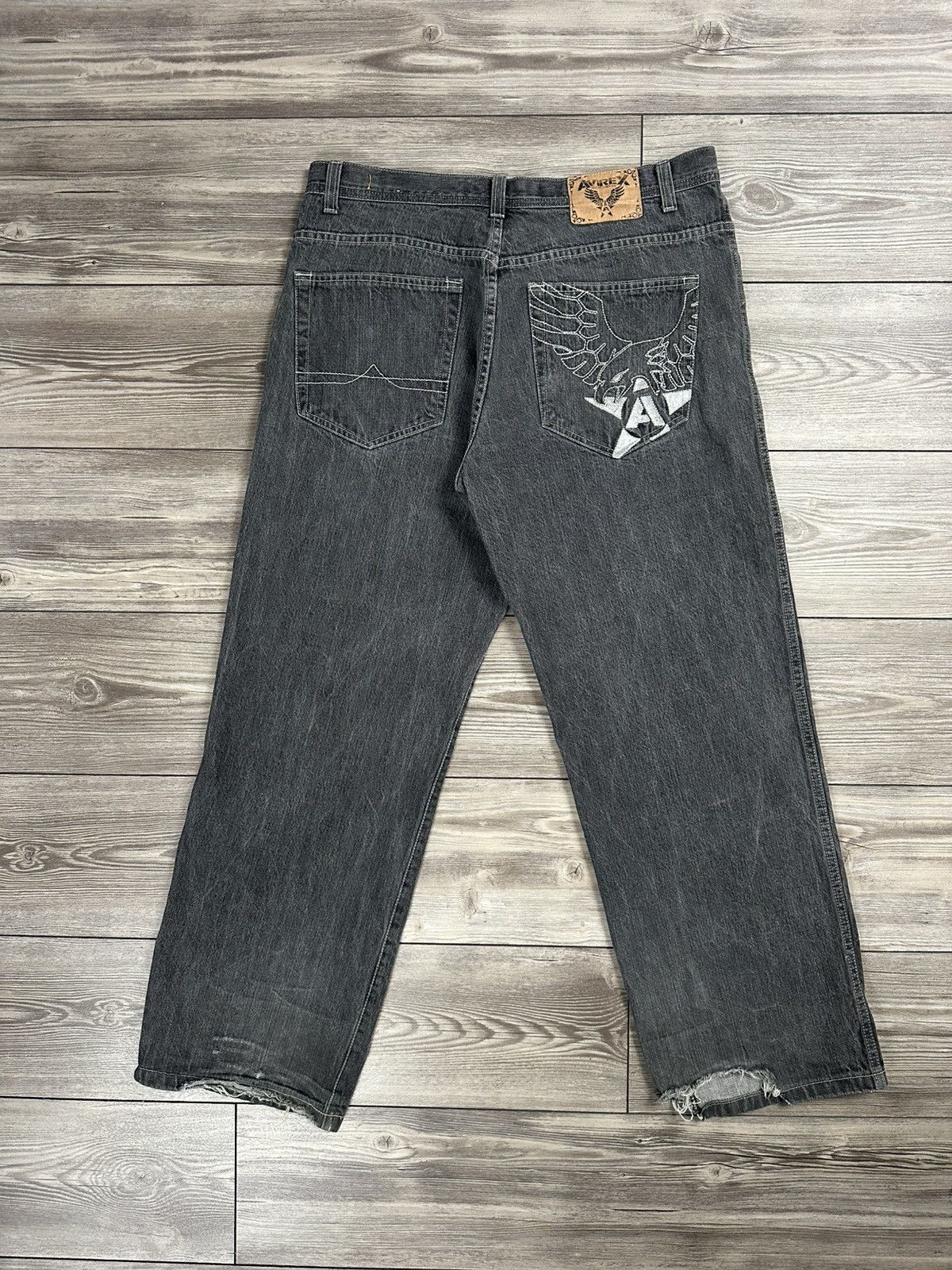 JNCO Vintage Y2K Avirex Baggy Denim Embroidered Eagle Jeans | Grailed