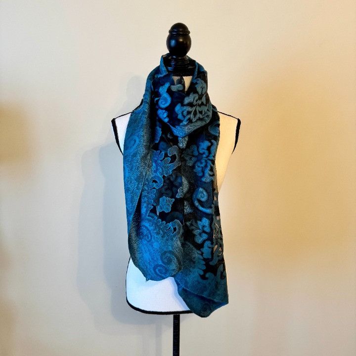 Other Women's Green Black Floral Rectangle Scarf 72 x 24" Size ONE SIZE - 2 Thumbnail