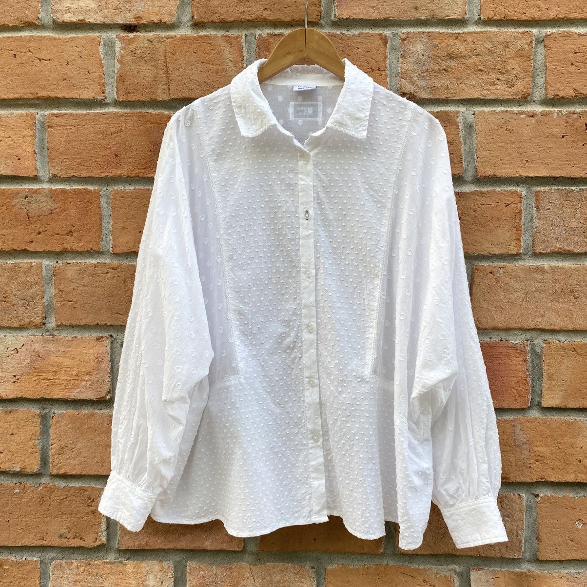 Frapbois FRAPBOIS & niko and ... White Dobby Cotton Blouse Size L / US 10 / IT 46 - 1 Thumbnail