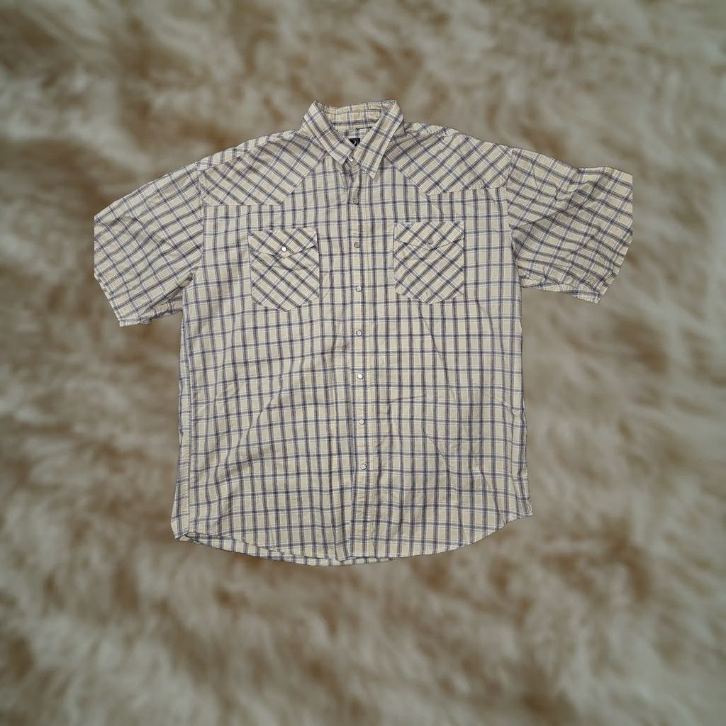 Roper Roper Shirt Mens 2XL Beige Plaid Western Pearl Snap Short Sleeve Cowboy Casual Size US XXL / EU 58 / 5 - 1 Thumbnail