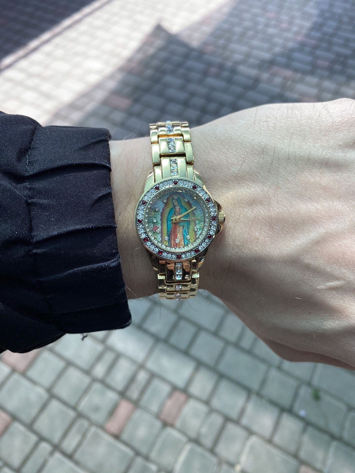Japanese Brand × Jewelry × Vintage Unique Elgin Watch Virgen de Guadalupe, Gold, Stunning Size ONE SIZE - 4 Thumbnail