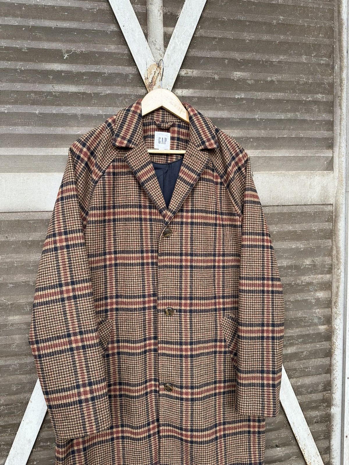 Gap GAP NOVA CHECK DOUBLE BREASTED 100% WOOL LONG JACKET Size US M / EU 48-50 / 2 - 6 Thumbnail