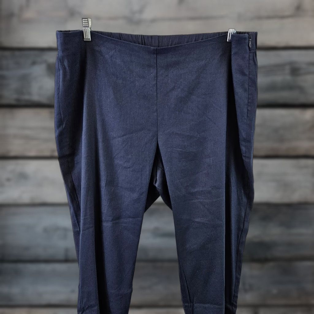 J. Jill VINTAGE J Jill Womens Linen Stretch Cropped Pants Sz XL Petite Blue Side Zip Size 40" / US 18 - 1 Thumbnail