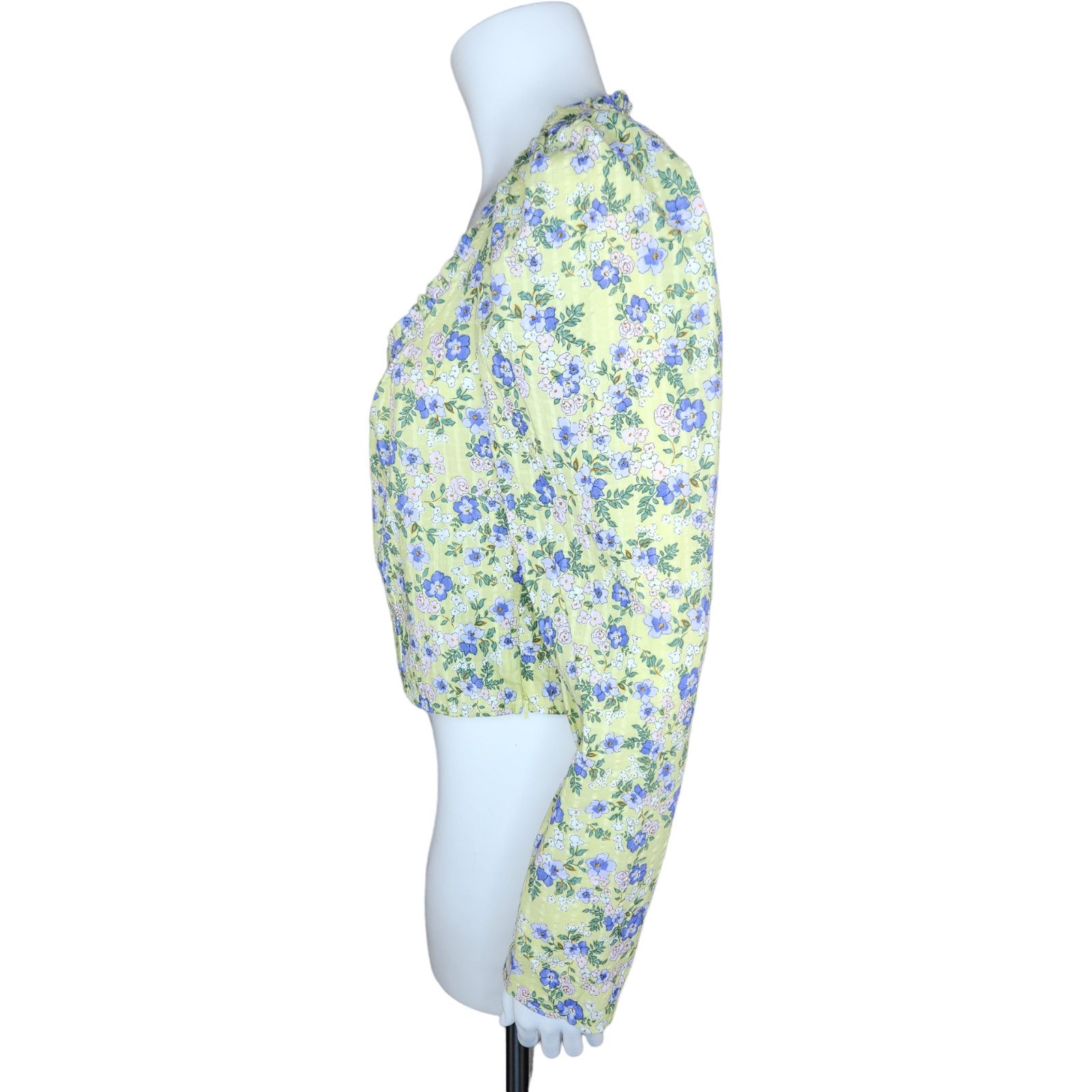Topshop NWT Topshop Womens Size 8 Green Purple Floral Cropped Ruffle Size M / US 6-8 / IT 42-44 - 6 Thumbnail