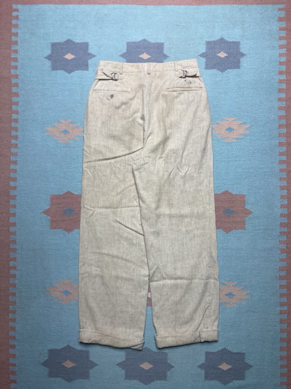 Vintage Vtg 40s 50s wool slacks pleated pants cinch rockabilly 28x29 Size US 28 / EU 44 - 2 Thumbnail