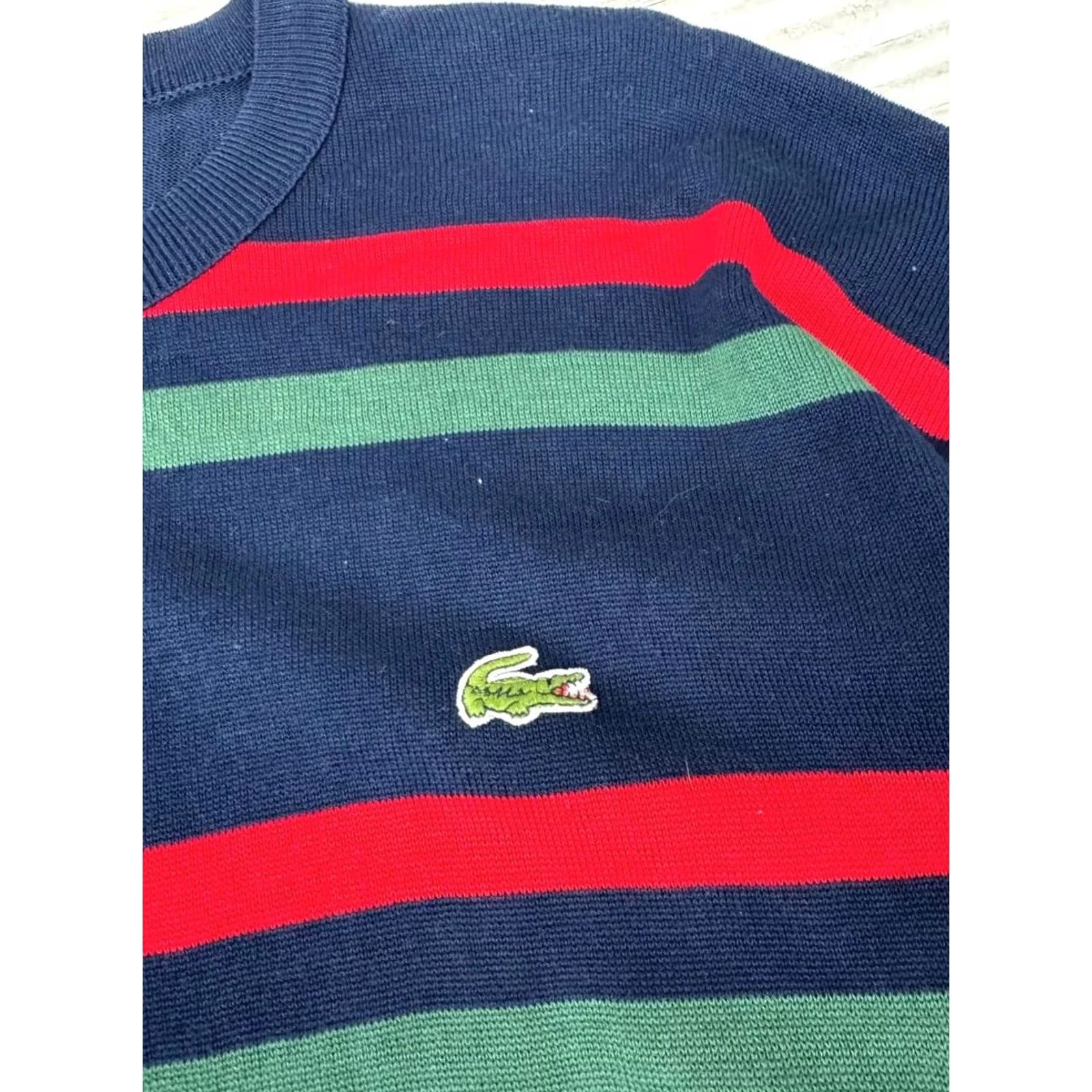 Lacoste VINTAGE Lacoste Sweater Steel Blue Striped Knit 2XL Men 90s Size US XXL / EU 58 / 5 - 6 Thumbnail