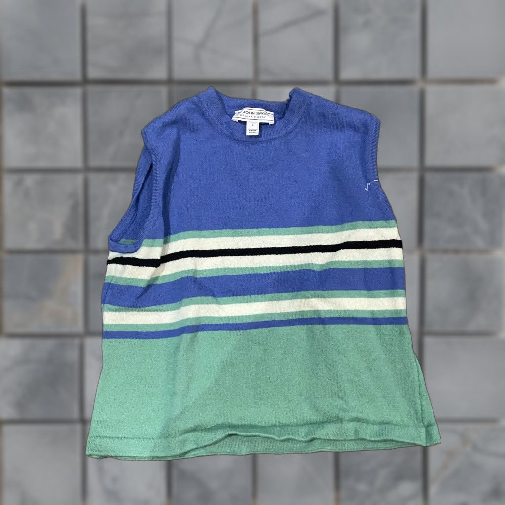Vintage St John Sport by Marie Blue Green Sleeveless Sweater Vest Womens Small Size S / US 4 / IT 40 - 1 Thumbnail