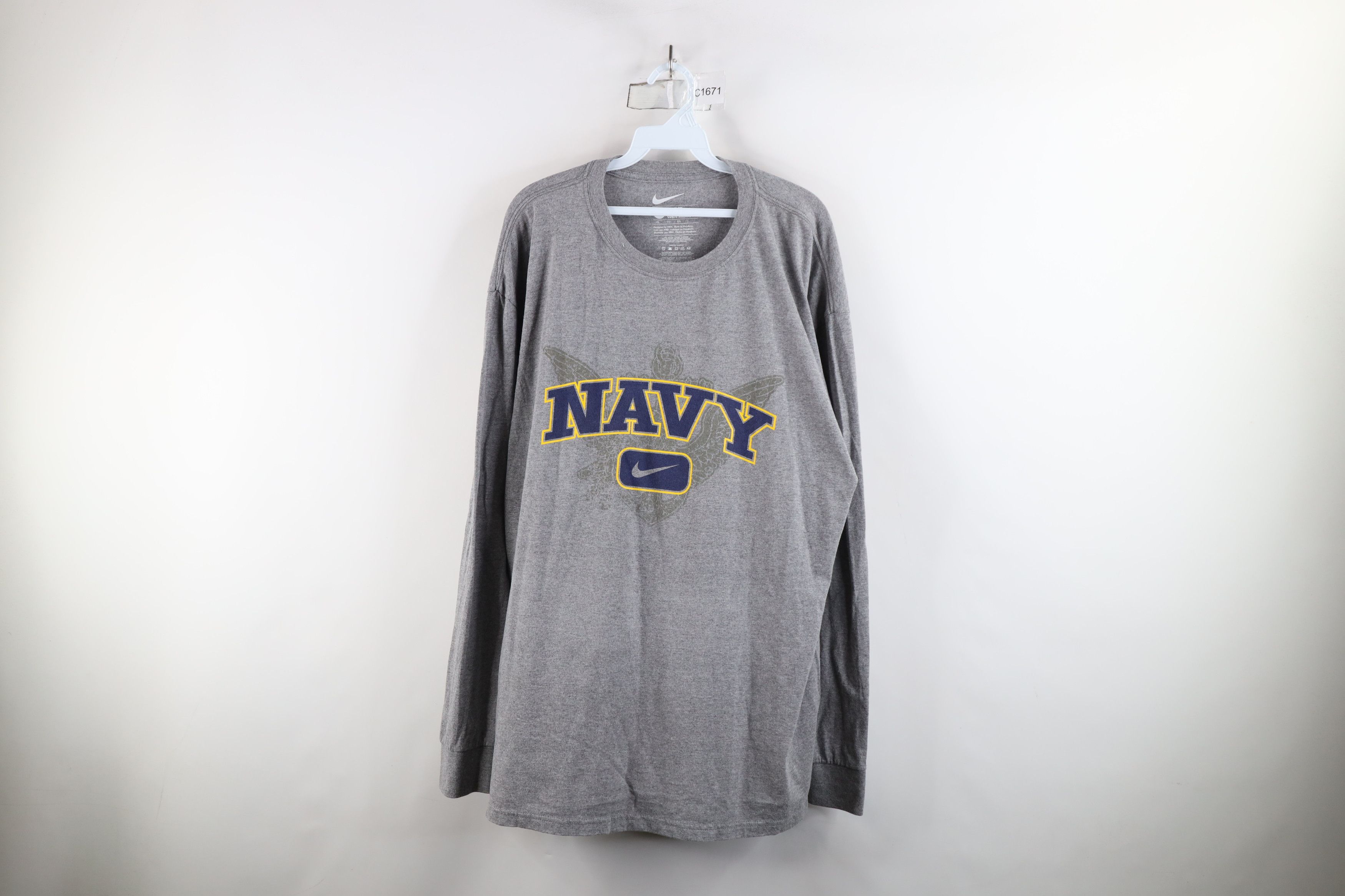 Nike × Vintage Nike Center Swoosh Navy Naval Academy Long Sleeve T-Shirt Size US XL / EU 56 / 4 - 1 Thumbnail