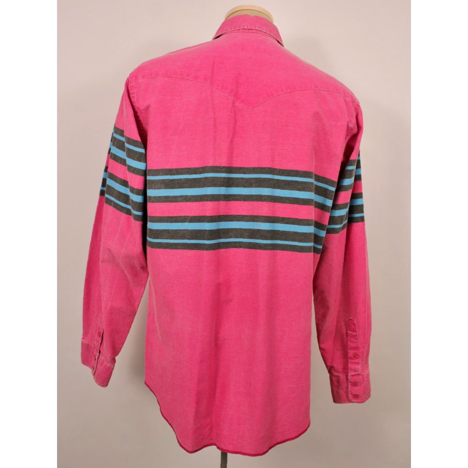 Wrangler VINTAGE Wrangler Western Shirt 90s Striped Men’s 36 Pink Size US M / EU 48-50 / 2 - 2 Thumbnail