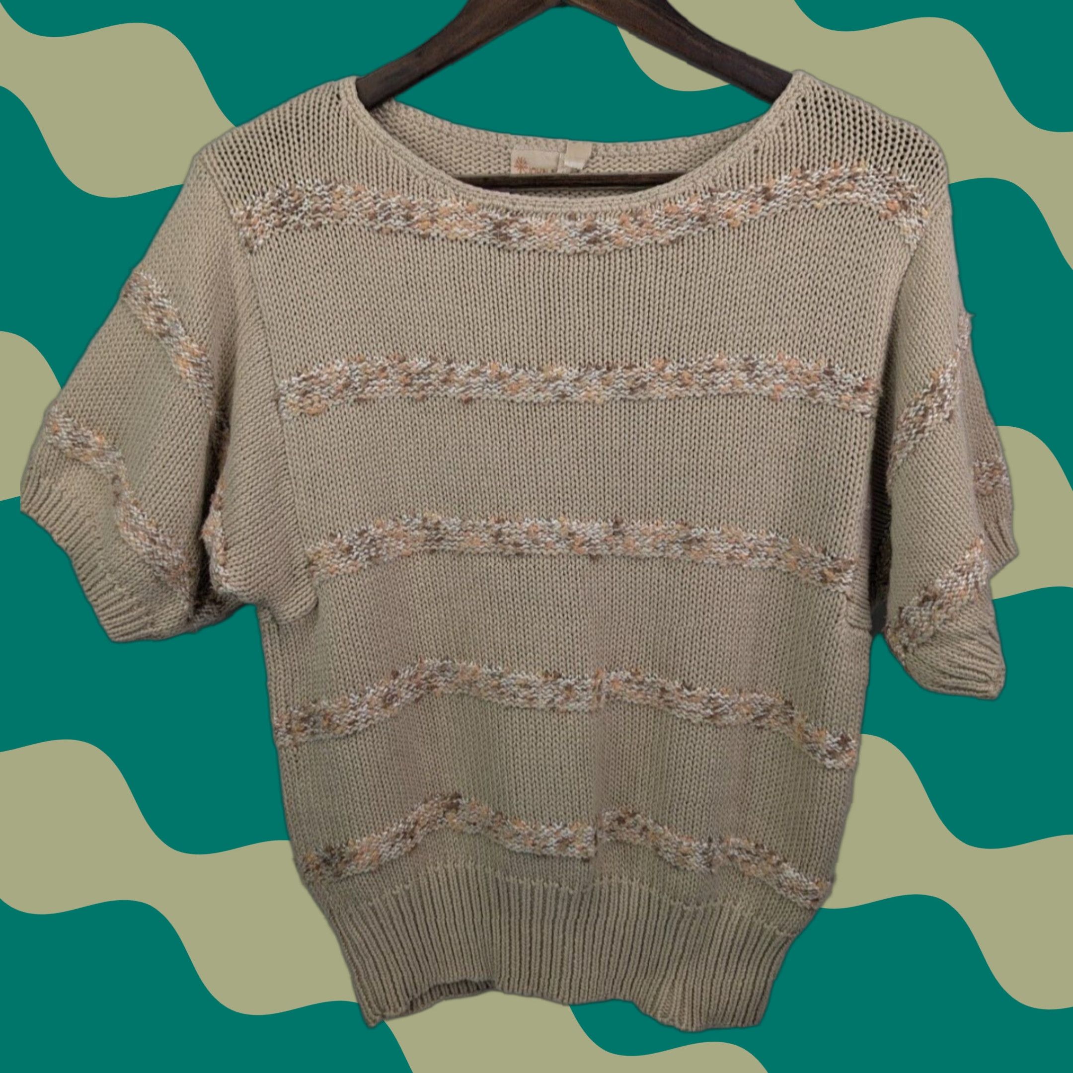 Vintage VINTAGE John Meyer Beige Striped Knit Sweater Women L Long Sleeve Round Neck Pullover 80s 90s Retro Classic Designer Size L / US 10 / IT 46 - 1 Thumbnail