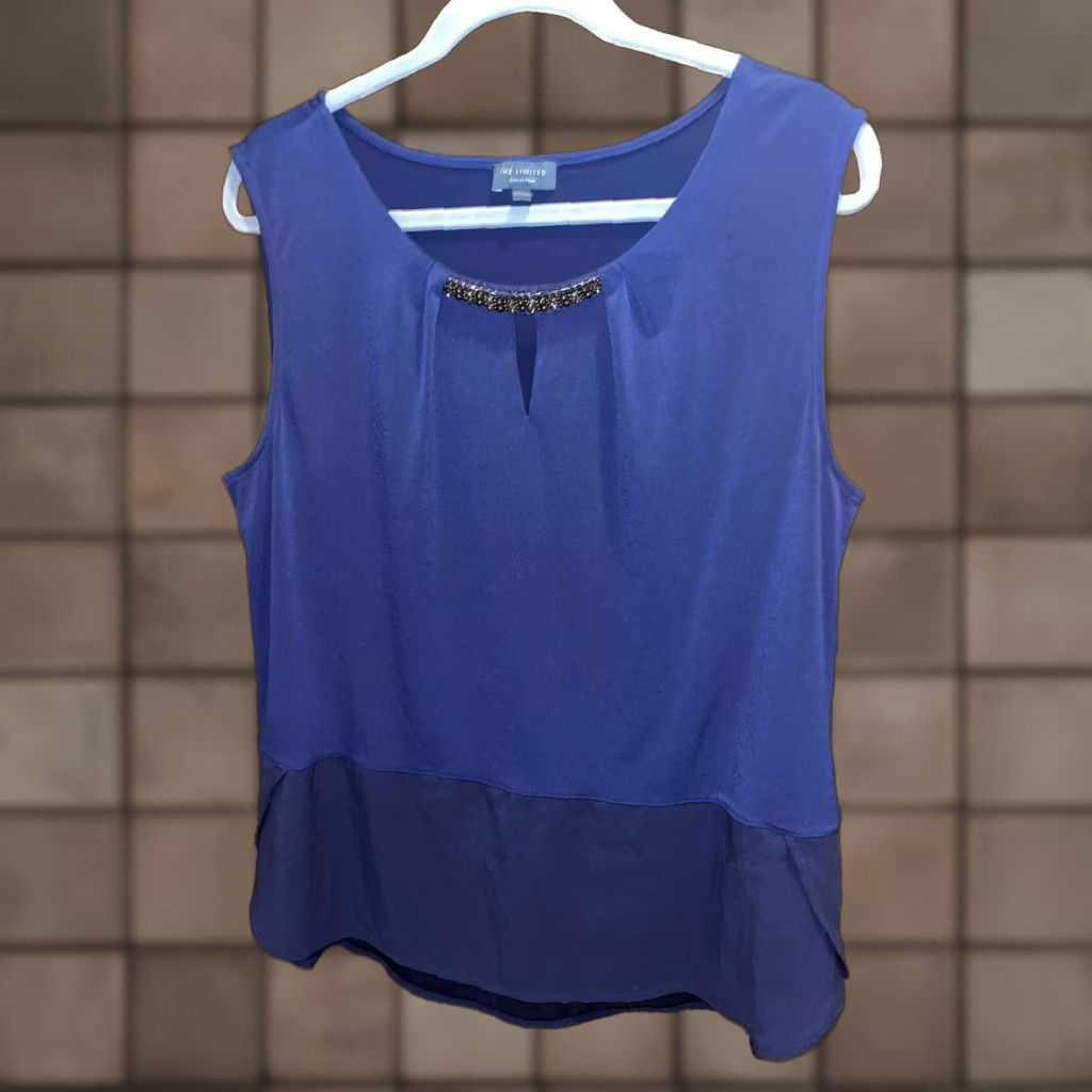 Vintage The Limited Collection Womens XL Navy Blue Tank Blouse W/Rhinestone Band Size XL / US 12-14 / IT 48-50 - 1 Thumbnail