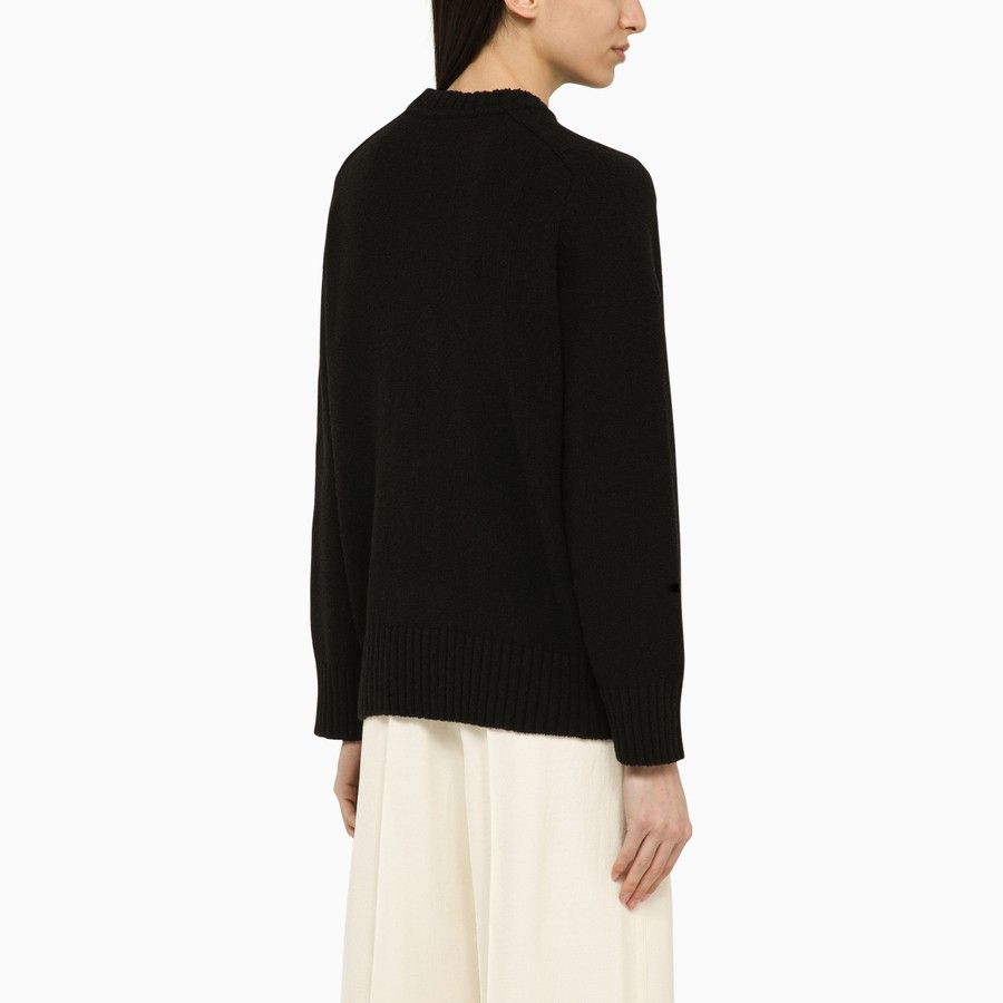 Loulou de Saison o1d2blof0824 Cotton-Blend Crew-Neck Sweater in Black Size L / US 10 / IT 46 - 3 Thumbnail