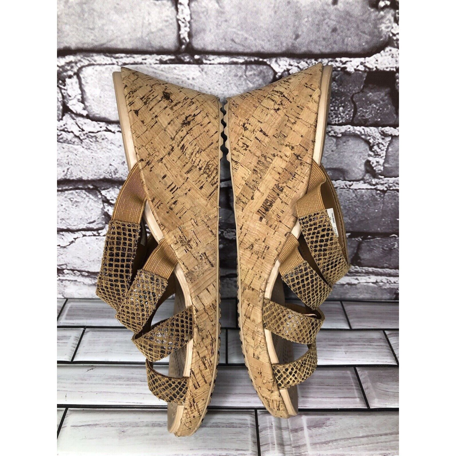 Crocs Crocs A-Leigh Gold Leather Snake Print Cork Wedge Sandals Wo Size US 11 / IT 41 - 9 Thumbnail