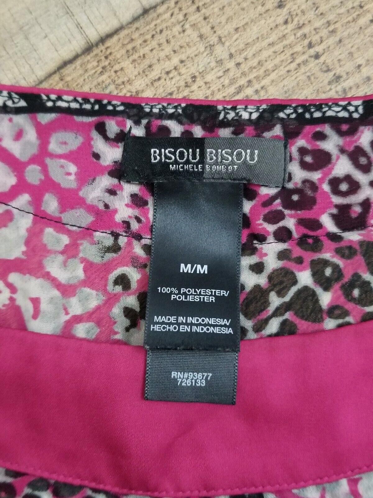 Designer Bisou Bisou Top Medium Semi Sheer Blouson Tie Waist pink Size M / US 6-8 / IT 42-44 - 3 Thumbnail