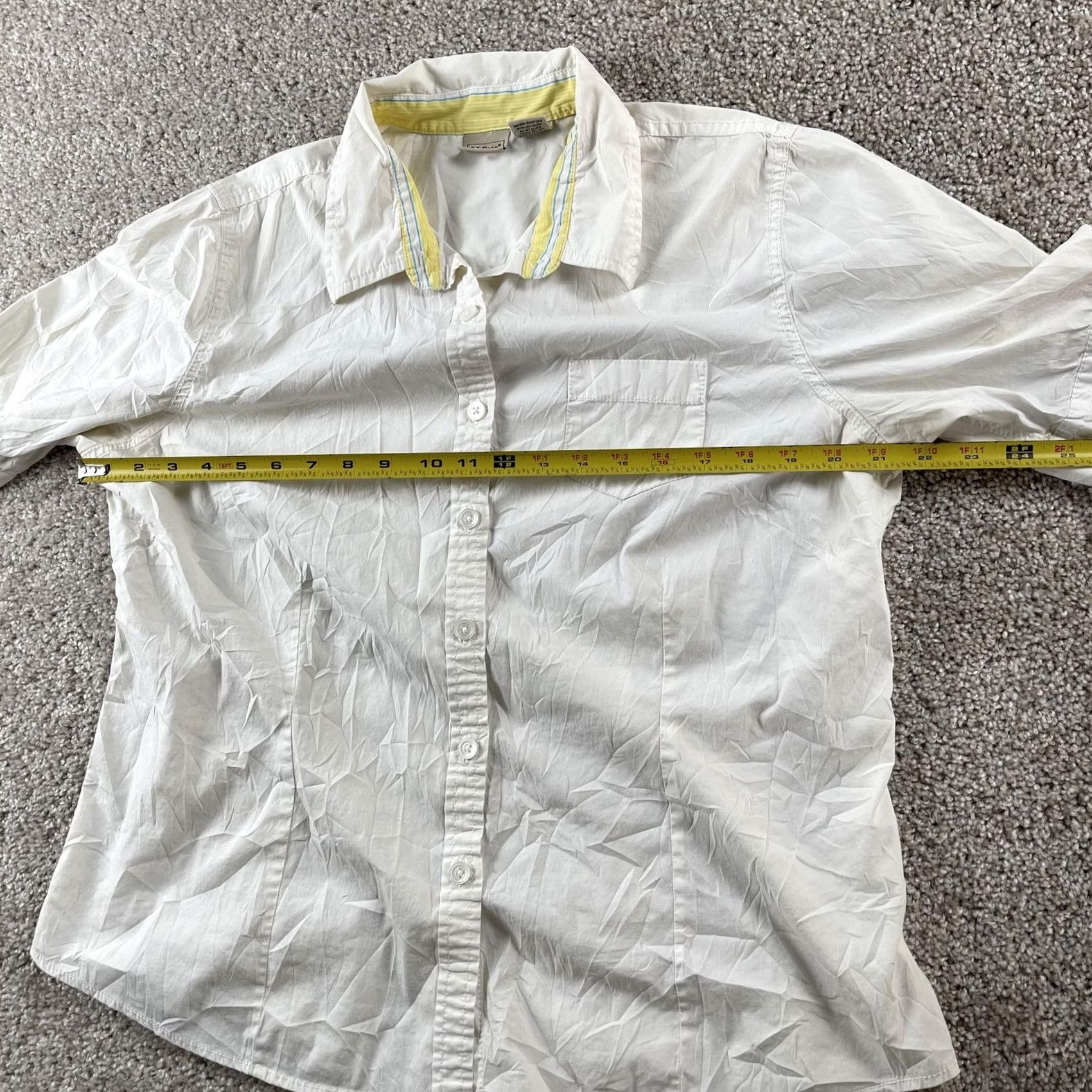 Vintage L.L. Bean Shirt Womens Large White Short Sleeve Stretch Casual Button Up Top Size L / US 10 / IT 46 - 6 Thumbnail