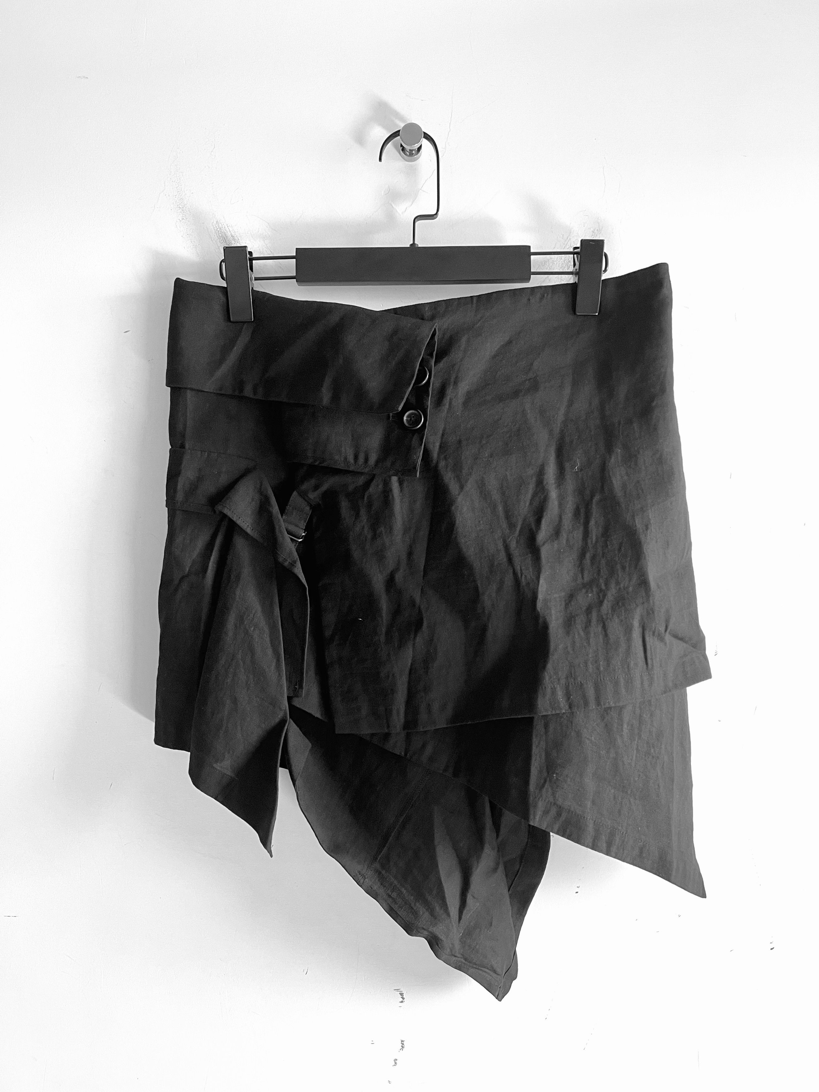 Yohji Yamamoto Yohji Yamamoto - JAPANESE PAPER TWILL WRAP MINI SKIRT Size 31" - 8 Thumbnail