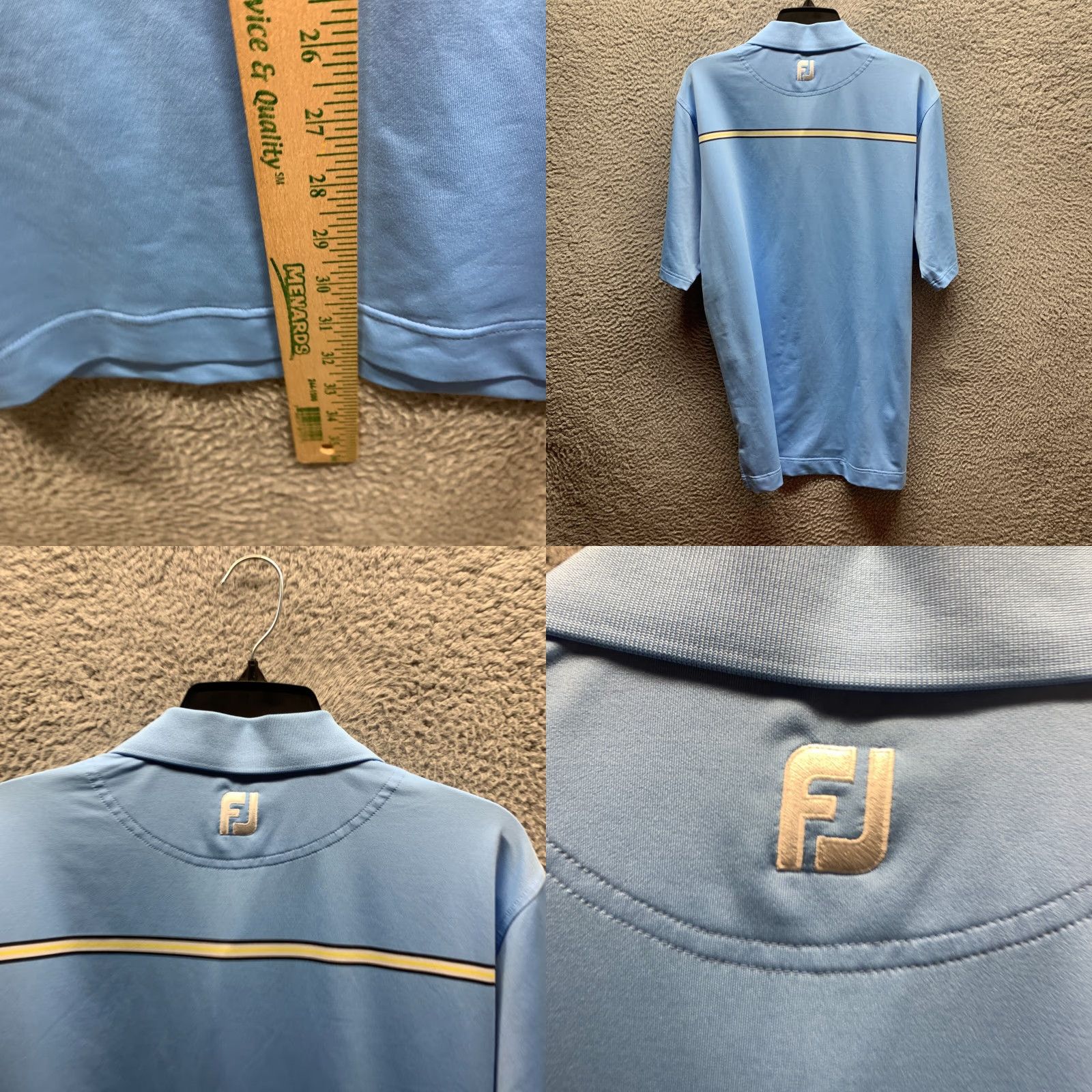 Footjoy FootJoy Polo Shirt Adult L Blue Stripe Pastel Golf Mens Polo Stretch Short Sleeve Casual 90s FootJoy Size US L / EU 52-54 / 3 - 9 Thumbnail