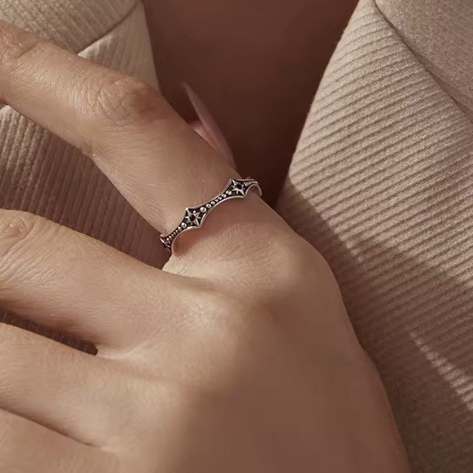Sterling Silver 925 Sterling silver gothic black zircon ring Size ONE SIZE - 2 Thumbnail