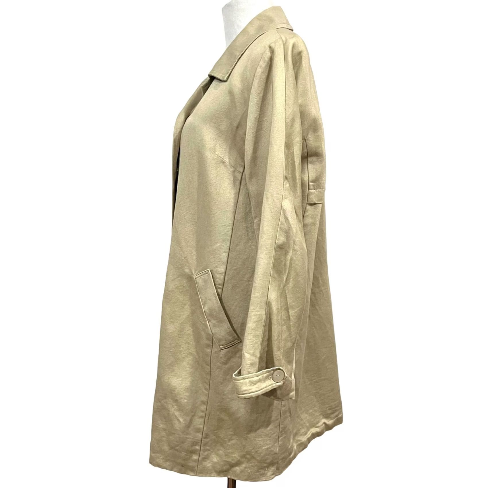 J. Jill J.Jill Beige Jacket Trench Coat Linen Cotton Lined Button Front Pockets Womens M Size M / US 6-8 / IT 42-44 - 4 Thumbnail