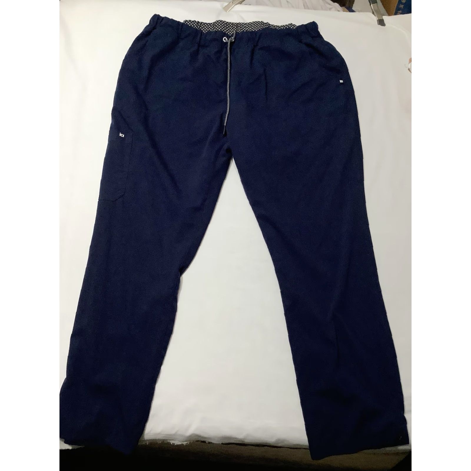 Koio Koi Pants Womens XL Blue Scrub Cargo Elastic Waist Drawstring Medical Workwear Size 40" / US 18 - 2 Thumbnail
