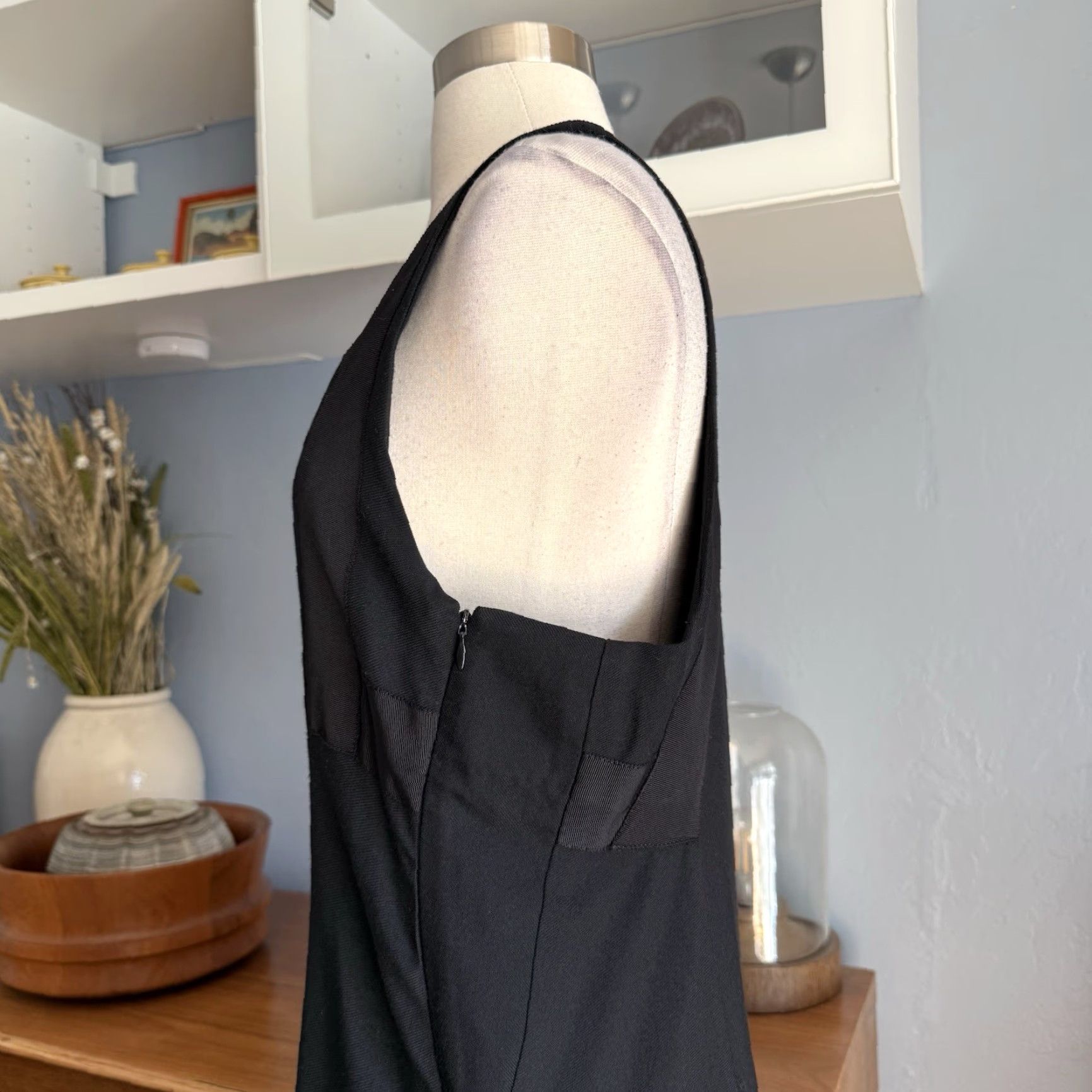Vintage VINTAGE Calvin Klein Collection Black Wool Midi Flare Dress Sz 8 Italy Size M / US 6-8 / IT 42-44 - 7 Thumbnail