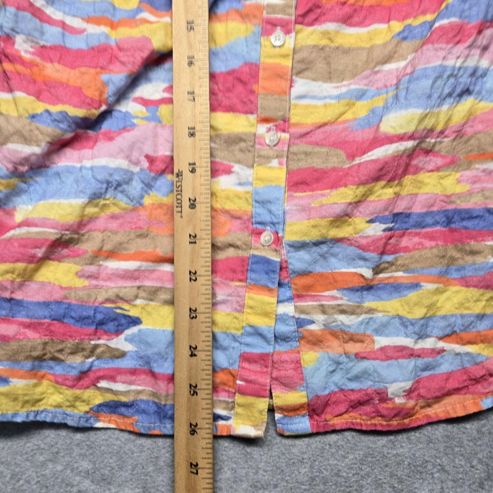 J.McLaughlin J.McLaughlin Shirt Womens XS Multicolor Watercolor Print Button-Down Long Sleeve Size XS / US 0-2 / IT 36-38 - 6 Thumbnail