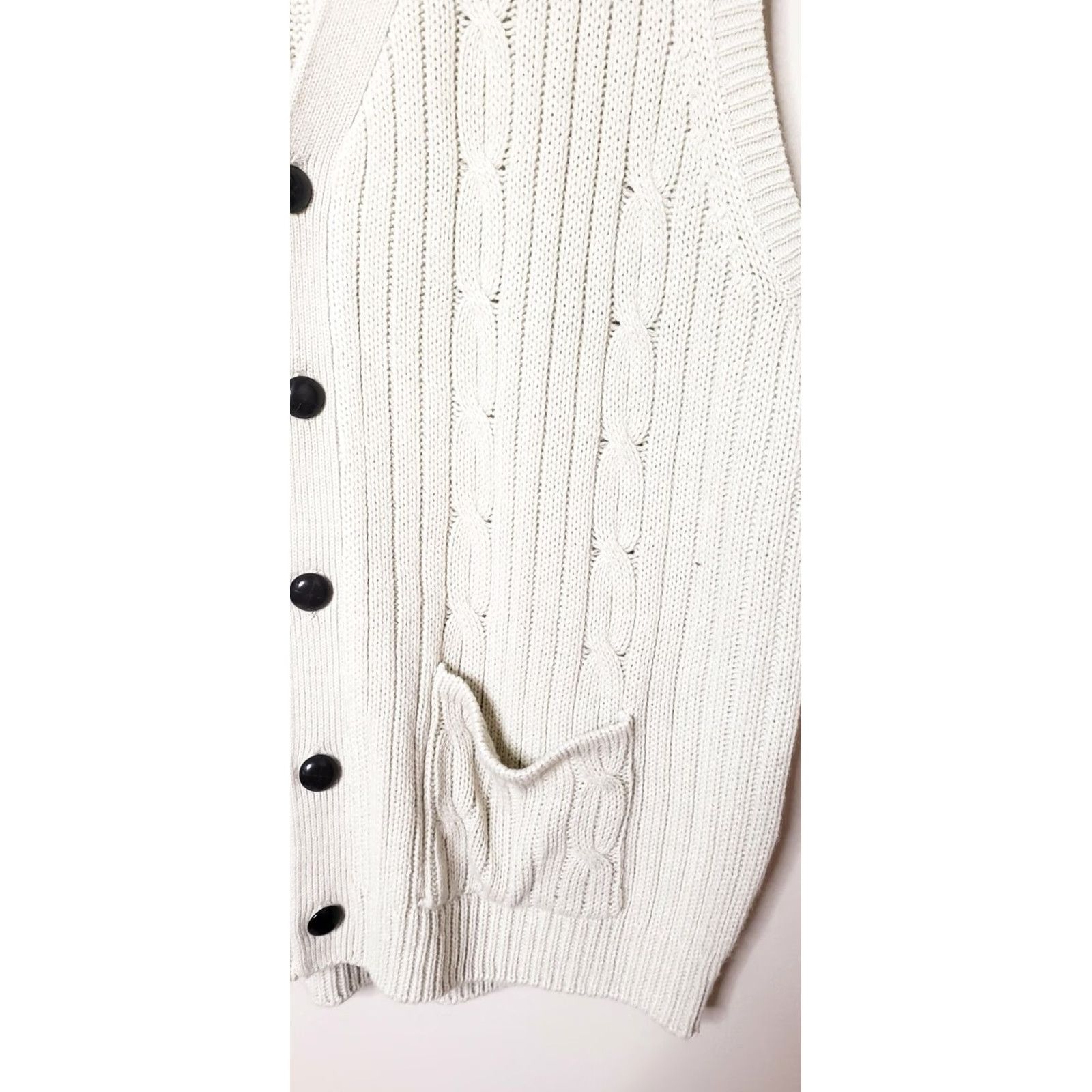 Blair John Blair Men's L Chain Knit Sweater Vest Leather Like Buttons Ivory Size US L / EU 52-54 / 3 - 4 Thumbnail