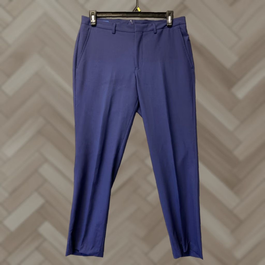 Cole Haan Cole Haan Dress Pants Mens 33x30 Navy Blue Wool Blend Flat Front Straight Slim Pockets Size US 33 - 1 Thumbnail