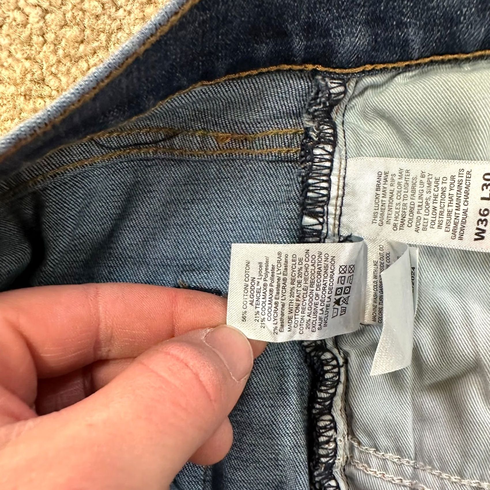 Lucky Brand Lucky Brand 223 Straight Jeans Men's 36x30 Blue Denim Pants Stretch Regular Rise Mid 5-Pocket Denim Color Blue Size US 36 / EU 52 - 7 Thumbnail