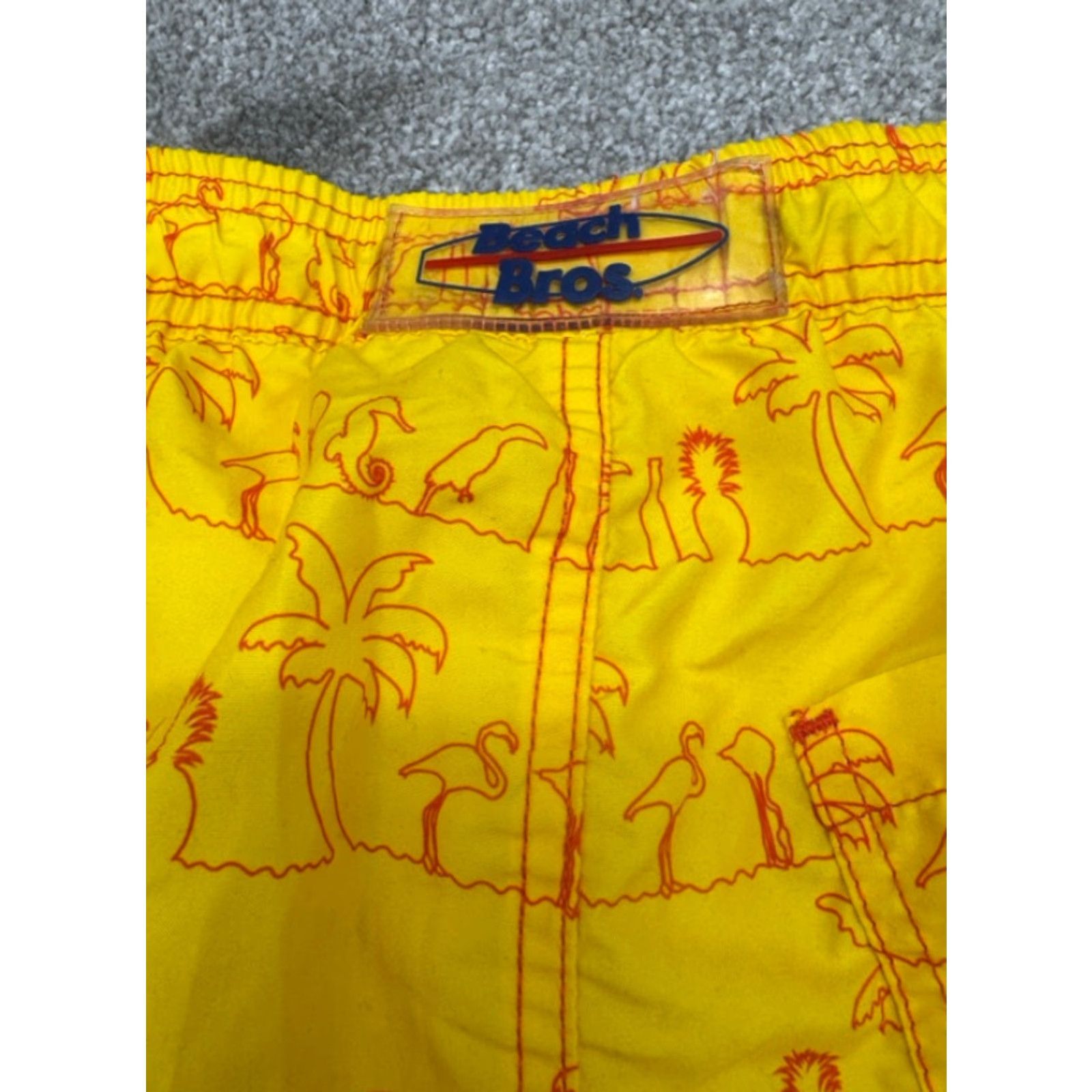 Vintage NWT Beach Bros. Swim Trunks Board Shorts Mens 2XL Yellow Pockets Drawstring Size US 39 - 6 Thumbnail