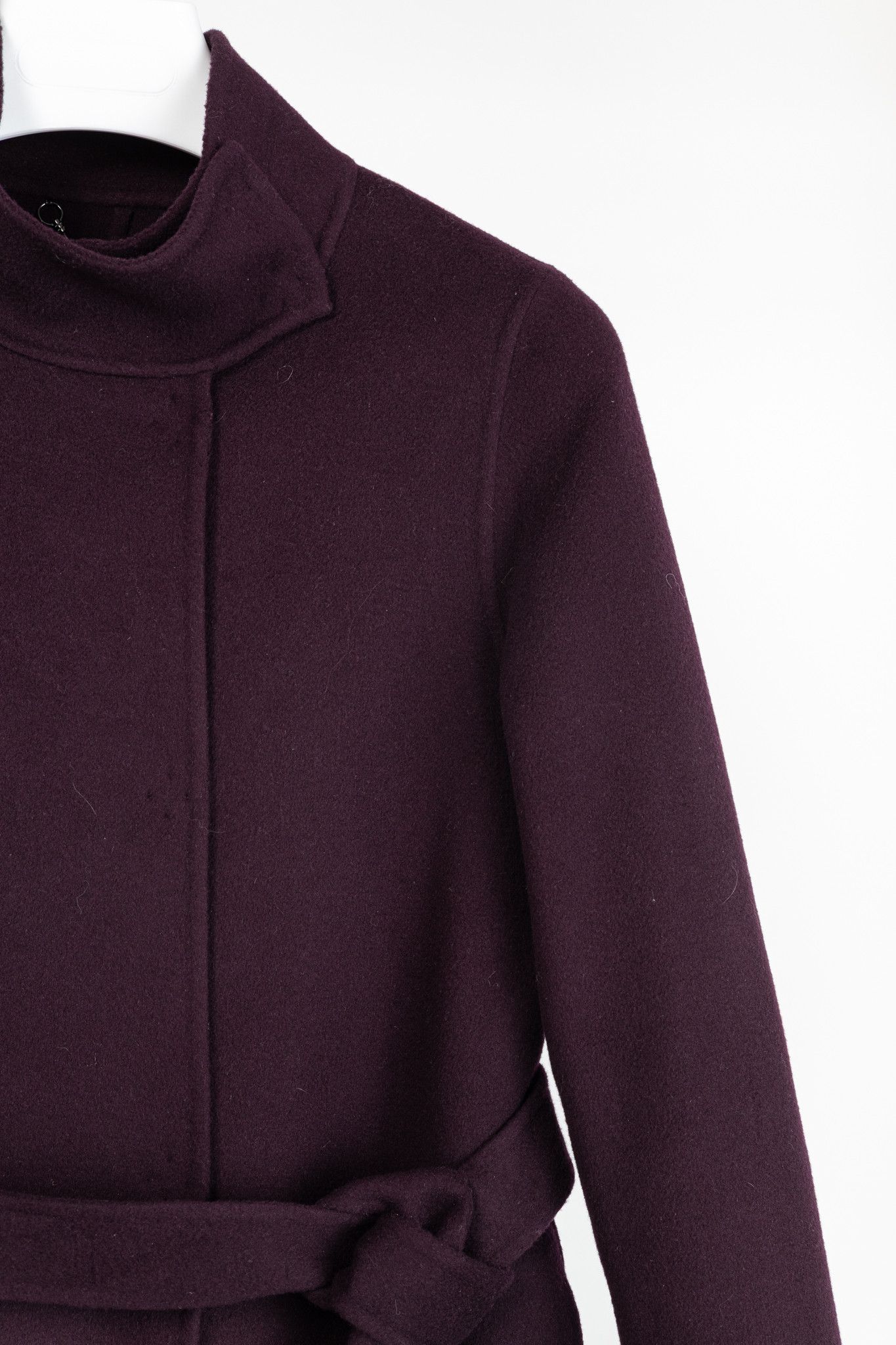 Ports 1961 PORTS Eggplant Double-Face-Wool Belted Coat Size XS / US 0-2 / IT 36-38 - 4 Thumbnail