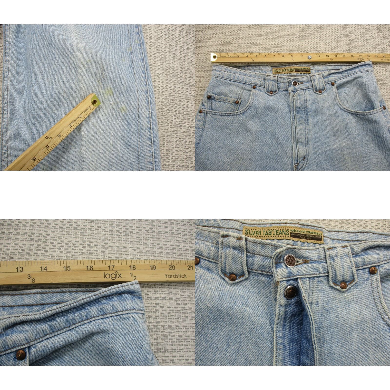 Levi's VINTAGE Levi's Silvertab Jeans 549 Blue Stone Wash 38x34 Mens Regular 80s 90s USA Denim Straight Size US 30 / EU 46 - 9 Thumbnail