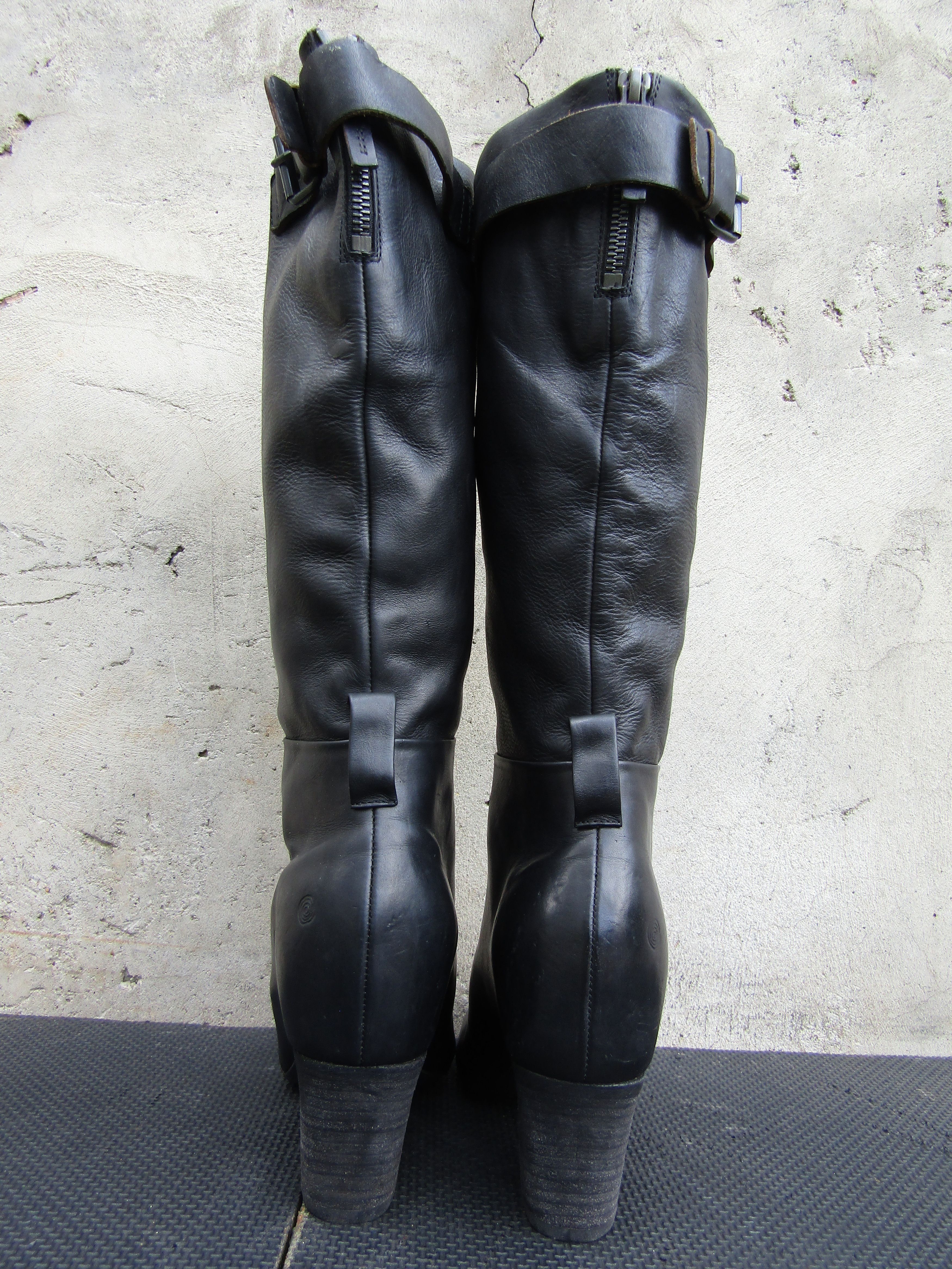 Marsell Marsell Tall Boots Buckle Women Black Leather Block Heel Size US 7.5 / IT 37.5 - 10 Thumbnail